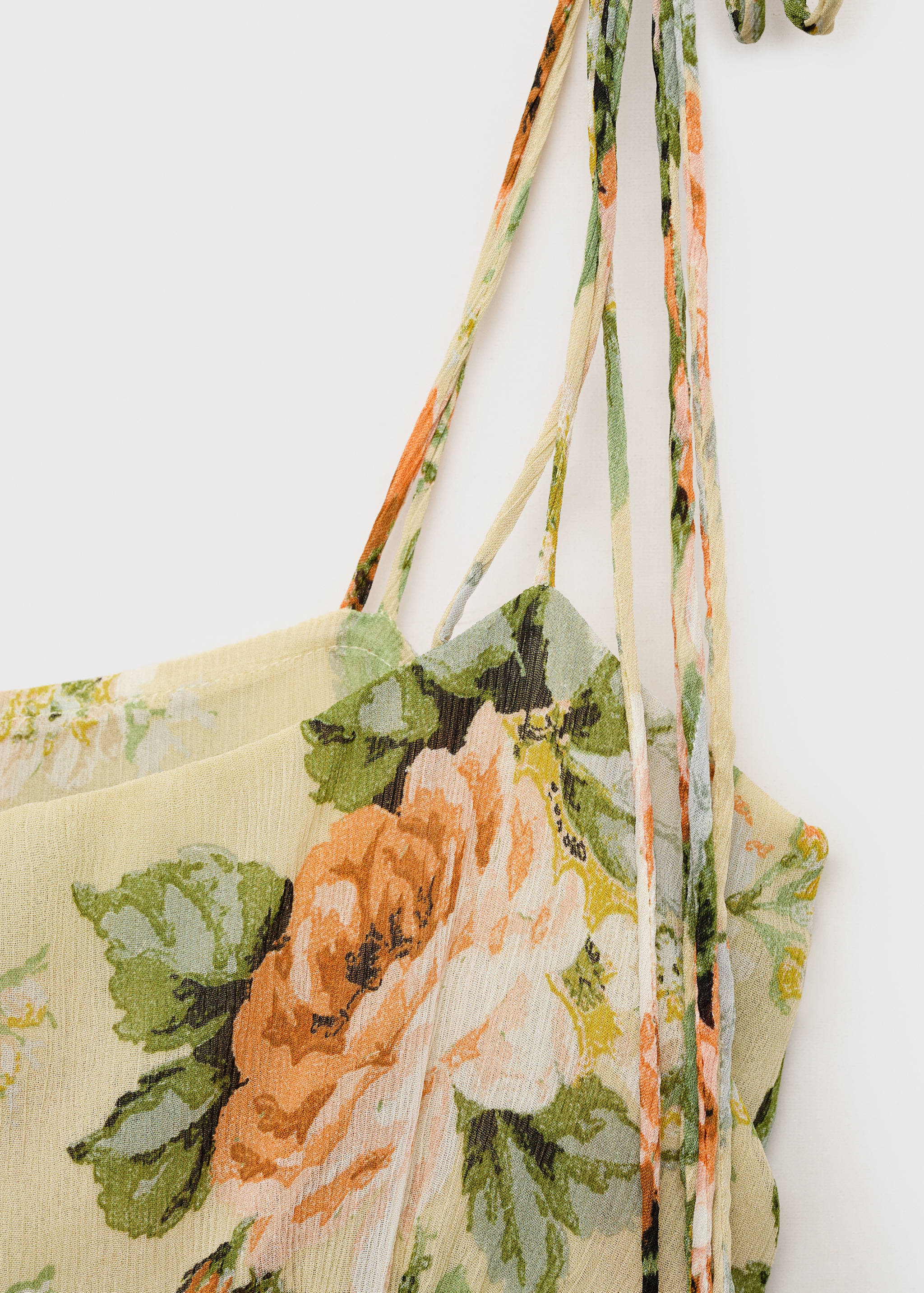 Short floral-print dress with ruffle detail - Details of the article 0