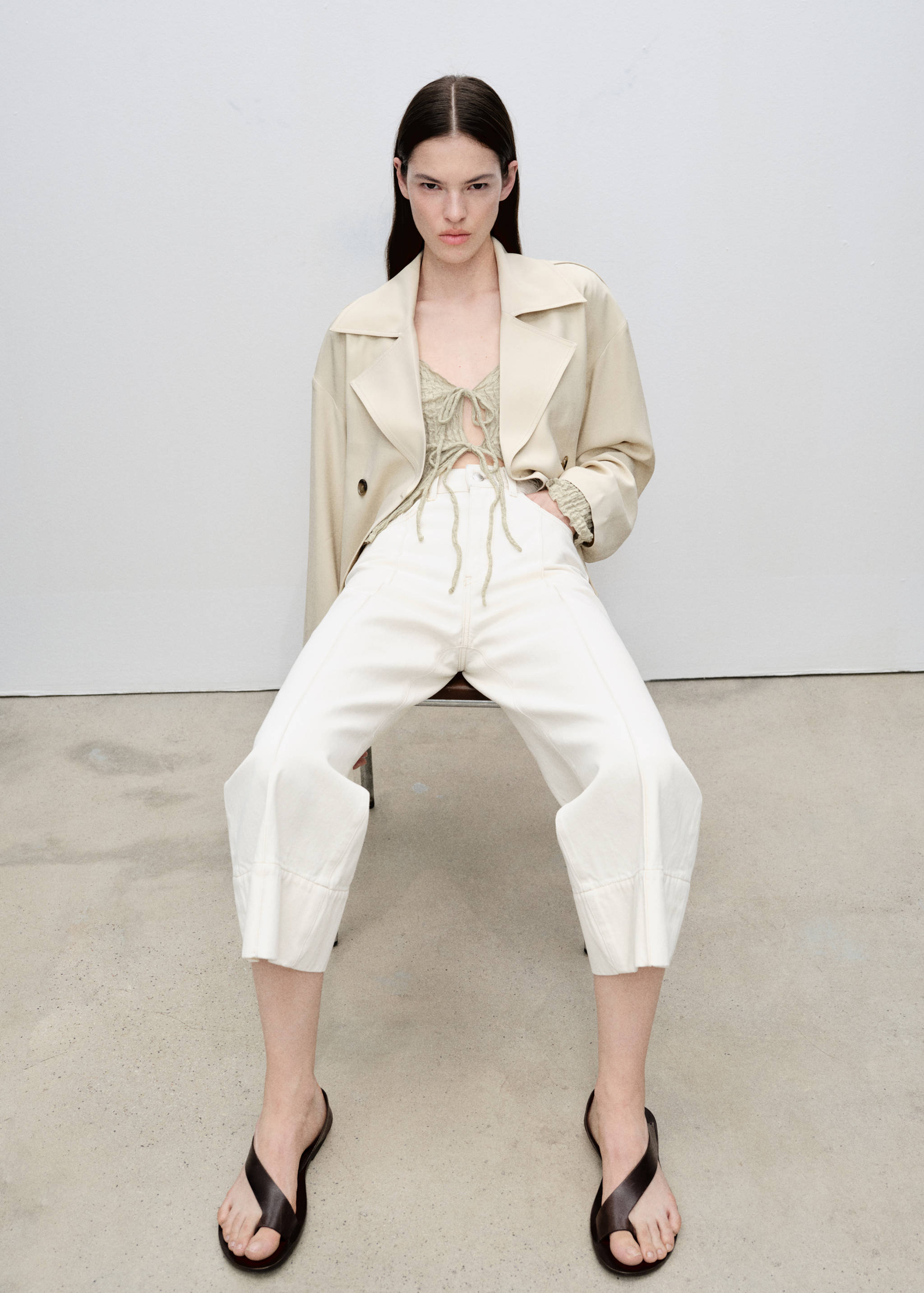 Jeans wide leg crop costuras - Detalle del artículo 2