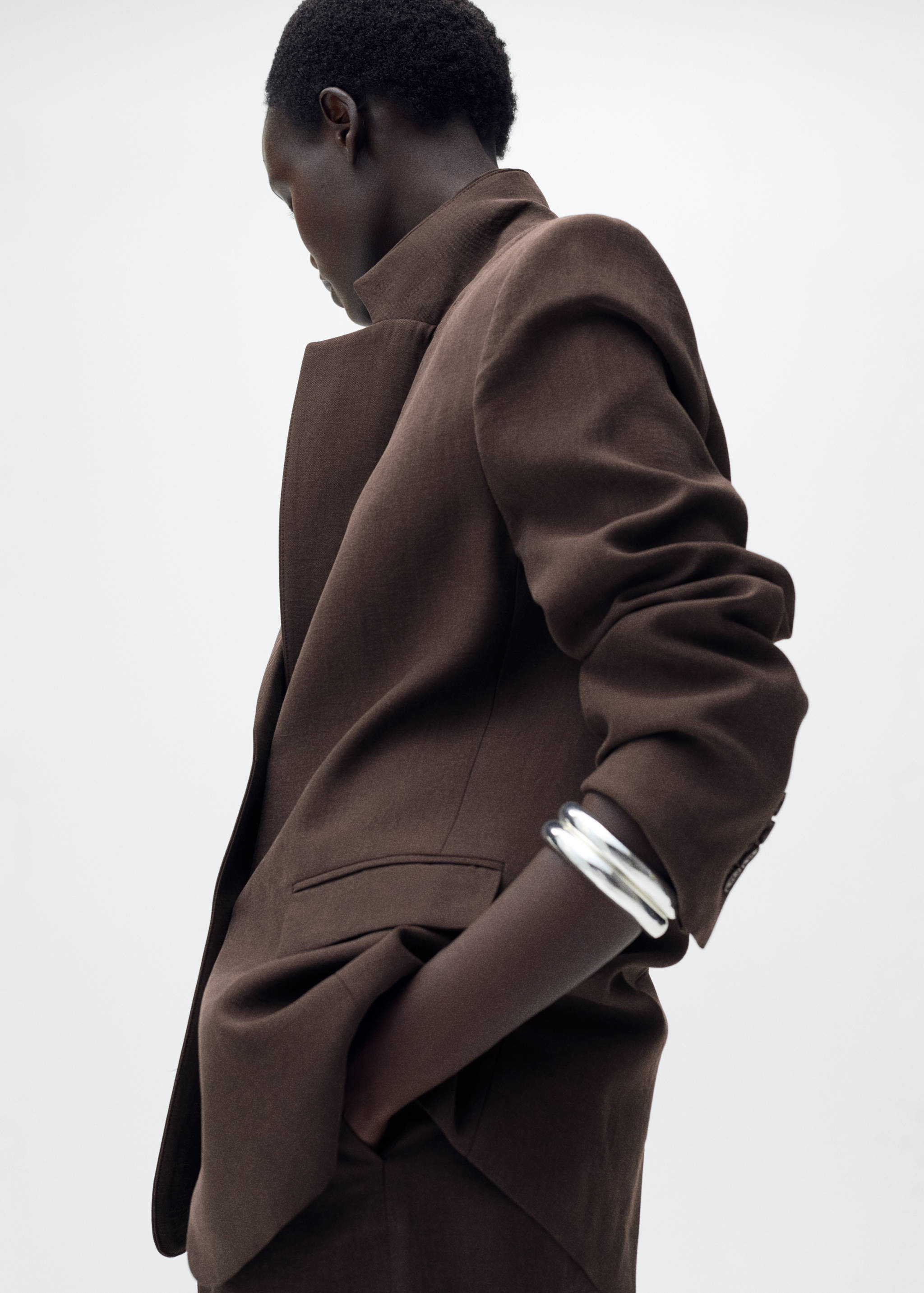 Blazer recta traje lyocell - Plano medio