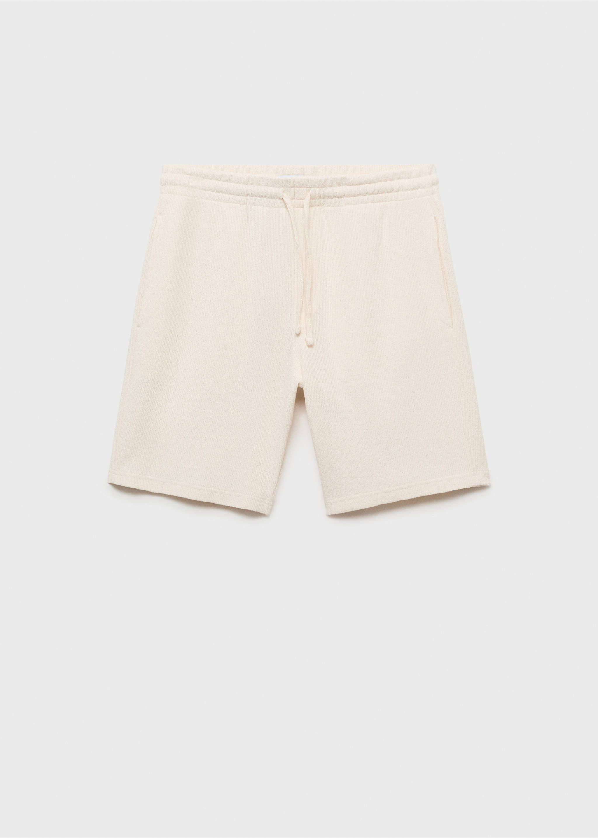 Textured cotton bermuda shorts with drawstring - Article without model, Ecru. Ref: 87055924-00.