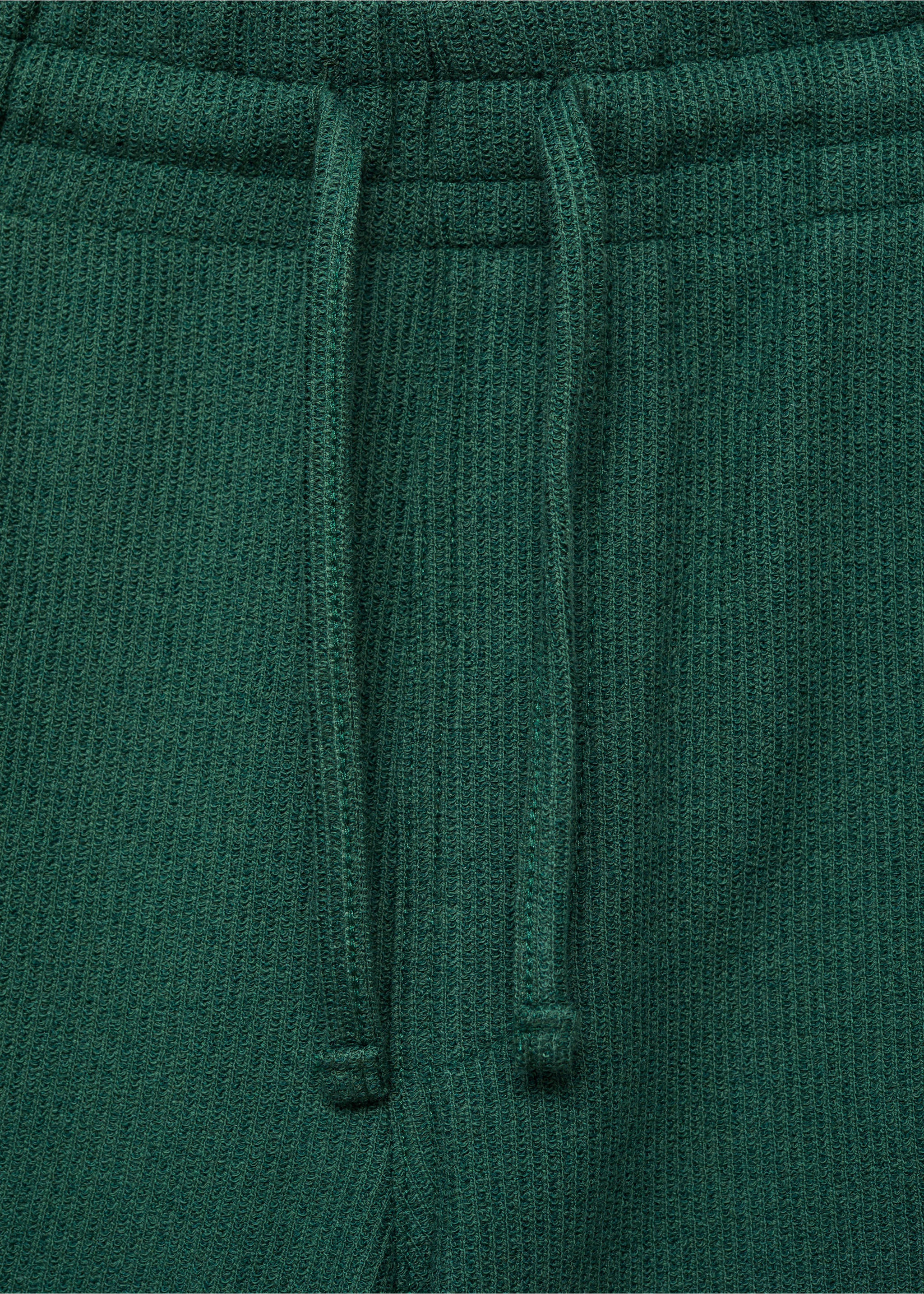 Textured cotton bermuda shorts with drawstring - Details of the article 8, Green. Ref: 87055924-00.
