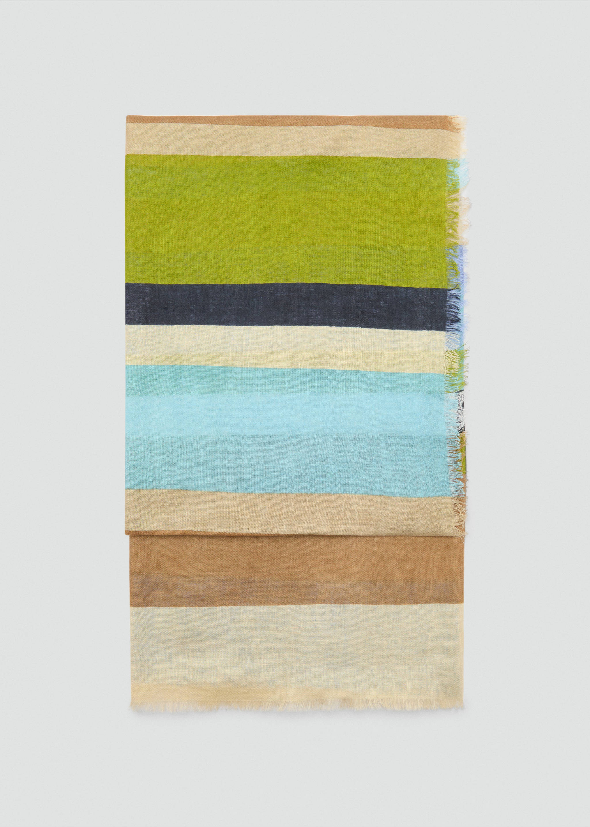 Striped linen-blend scarf - Article without model, Ecru. Ref: 87055925-00.