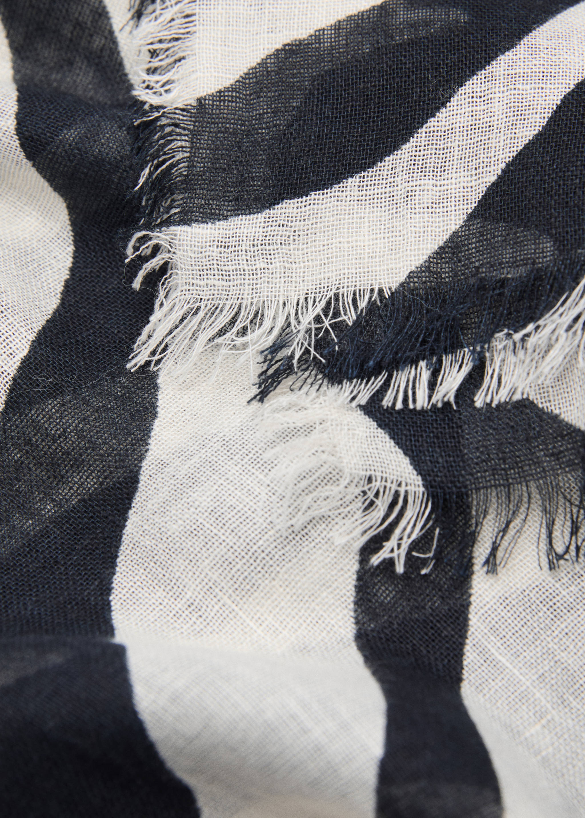 Zebra-print linen-blend scarf - Medium plane