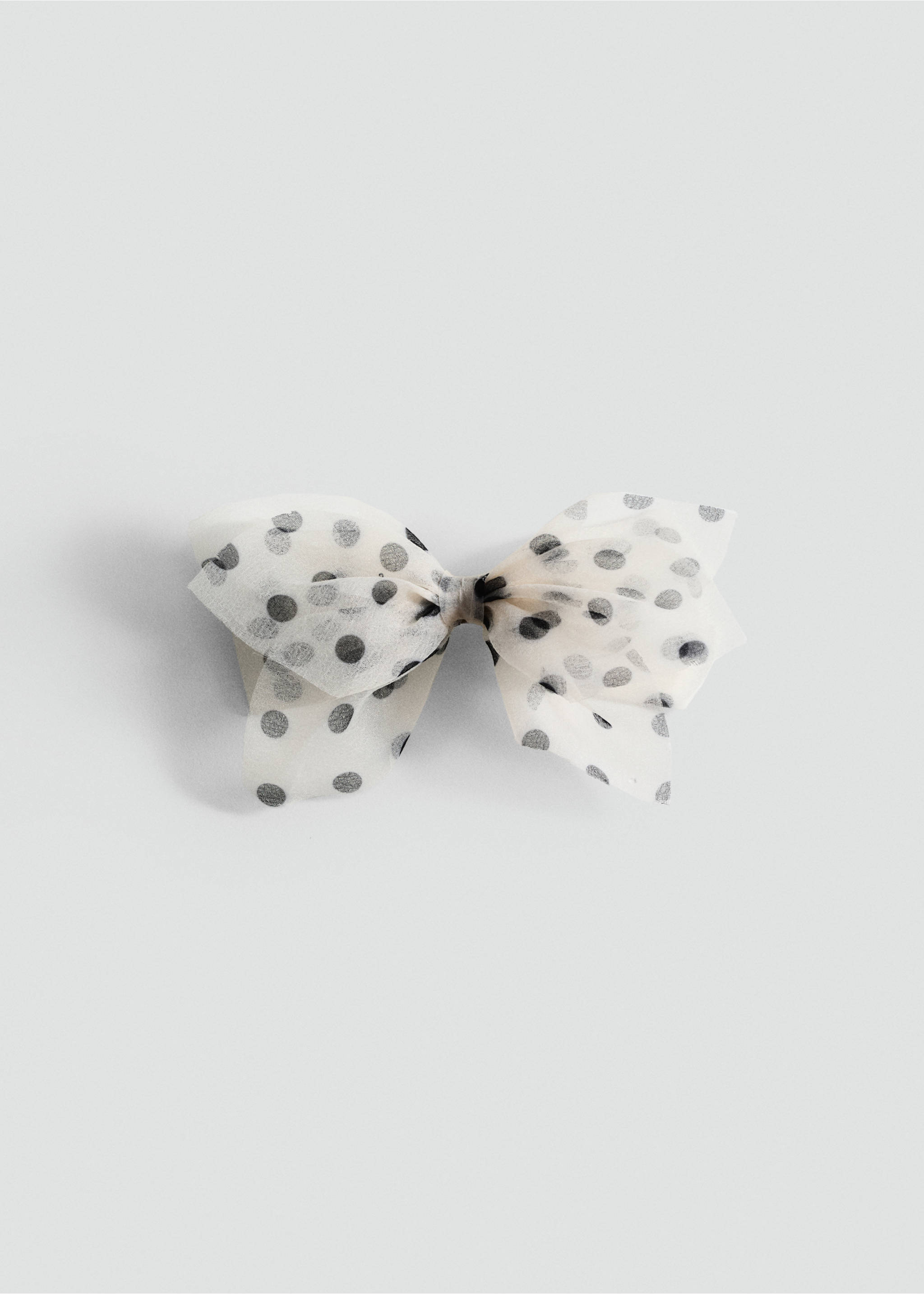 Polka-dot bow clip - Article without model, Ecru. Ref: 87055930-00.