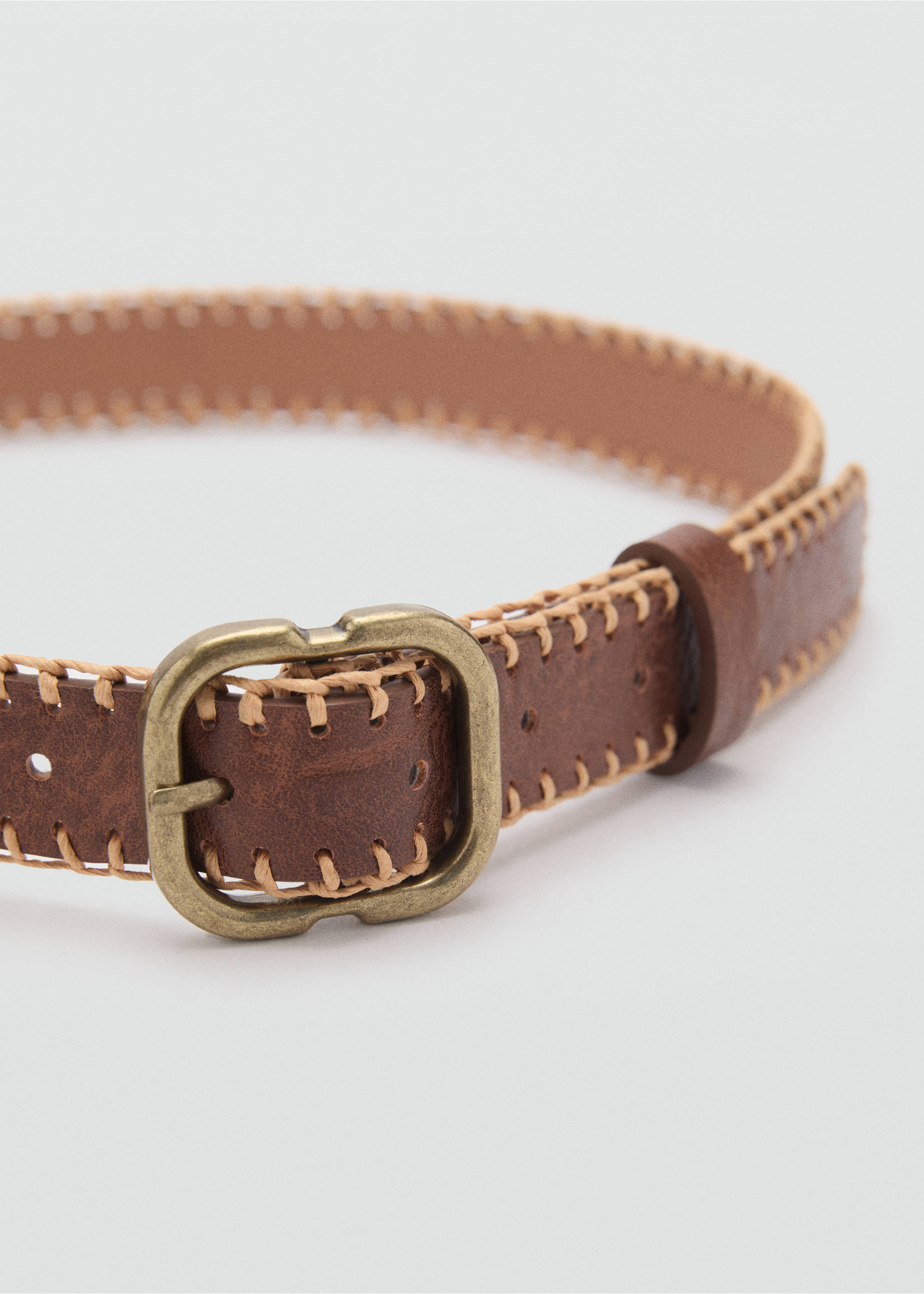 Belt with decorative stitching - Medium plane, Brown. Ref: 87055932-00.