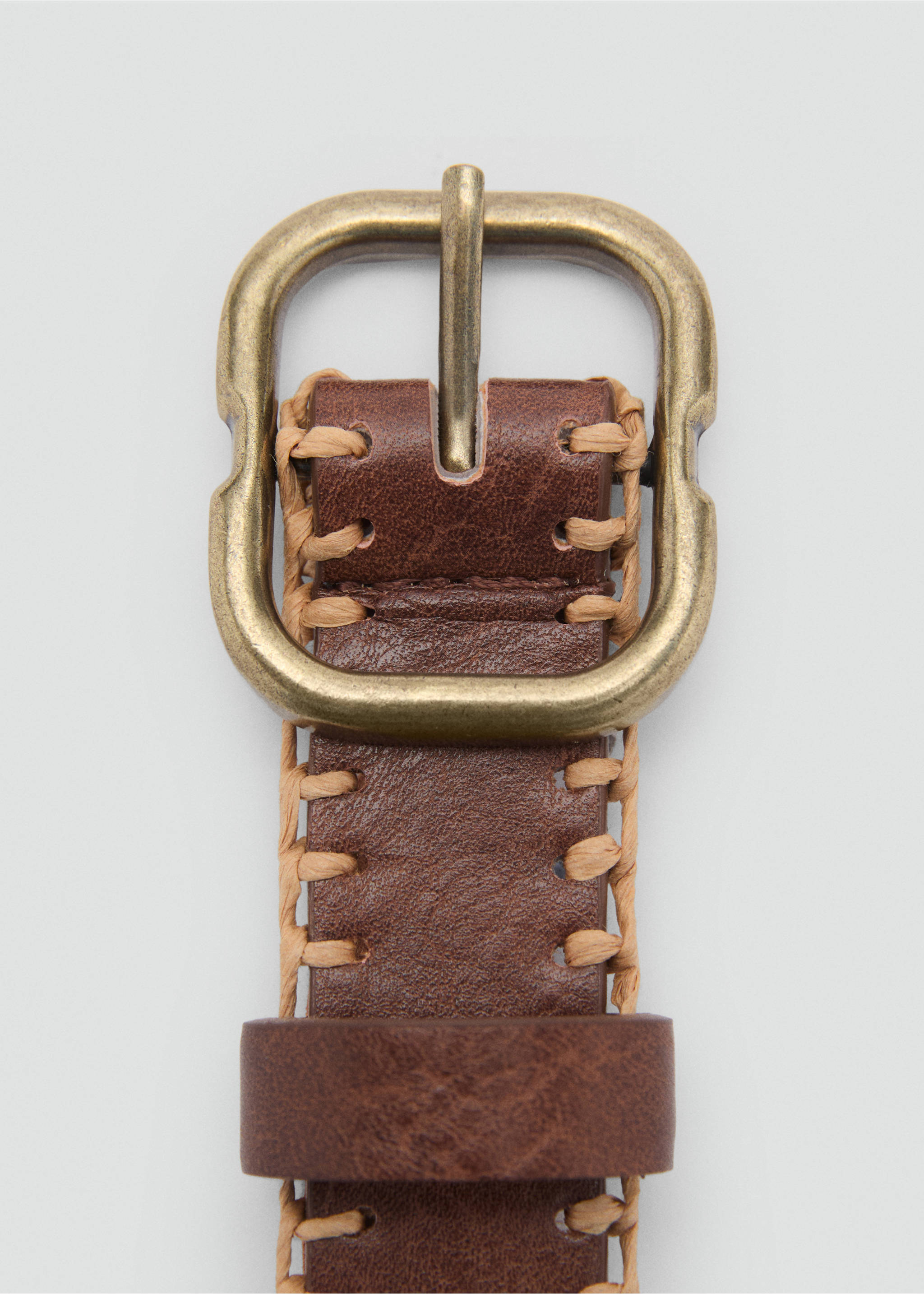 Belt with decorative stitching - Details of the article 1, Brown. Ref: 87055932-00.
