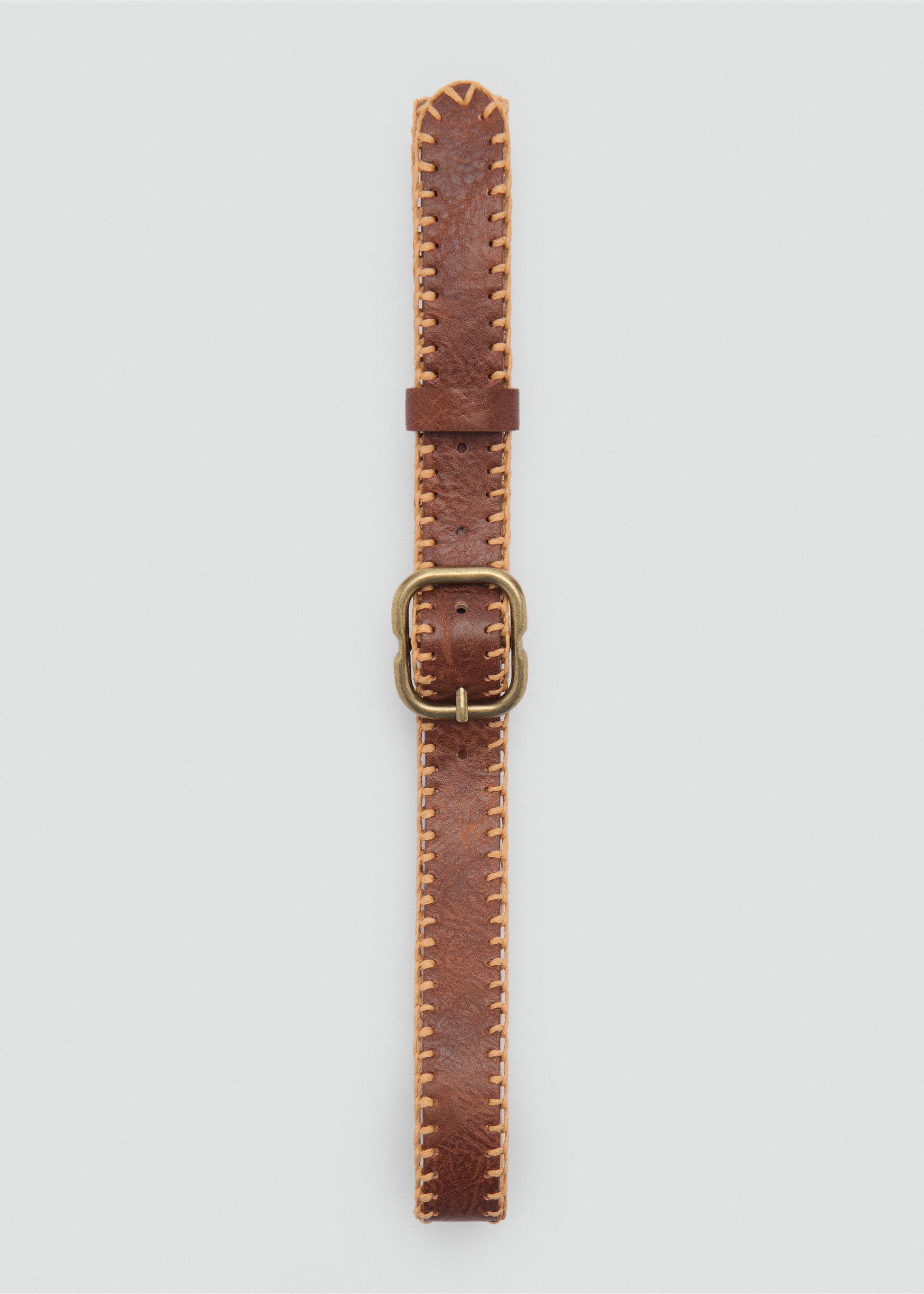 Belt with decorative stitching - Details of the article 2, Brown. Ref: 87055932-00.