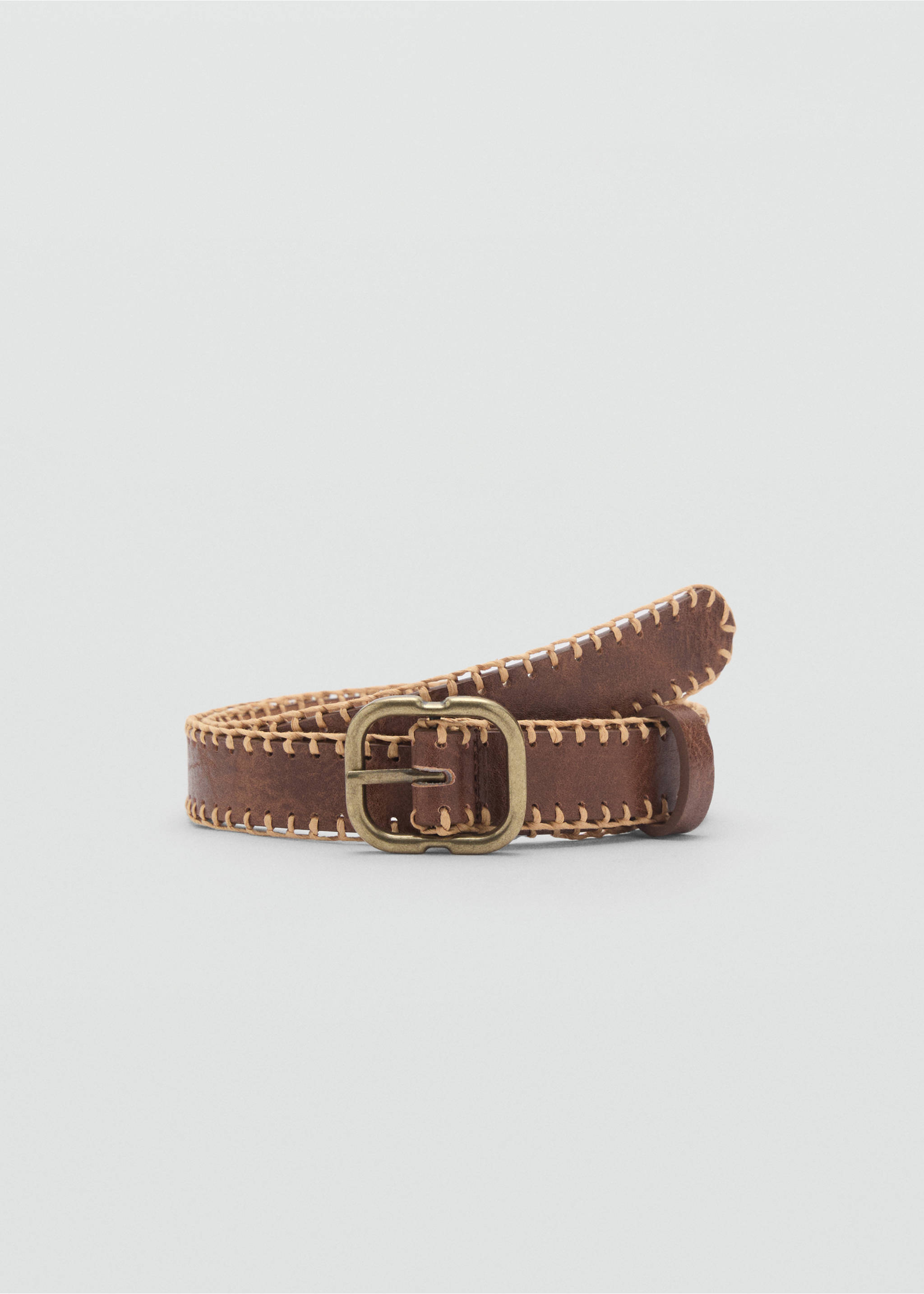 Belt with decorative stitching - Article without model, Brown. Ref: 87055932-00.