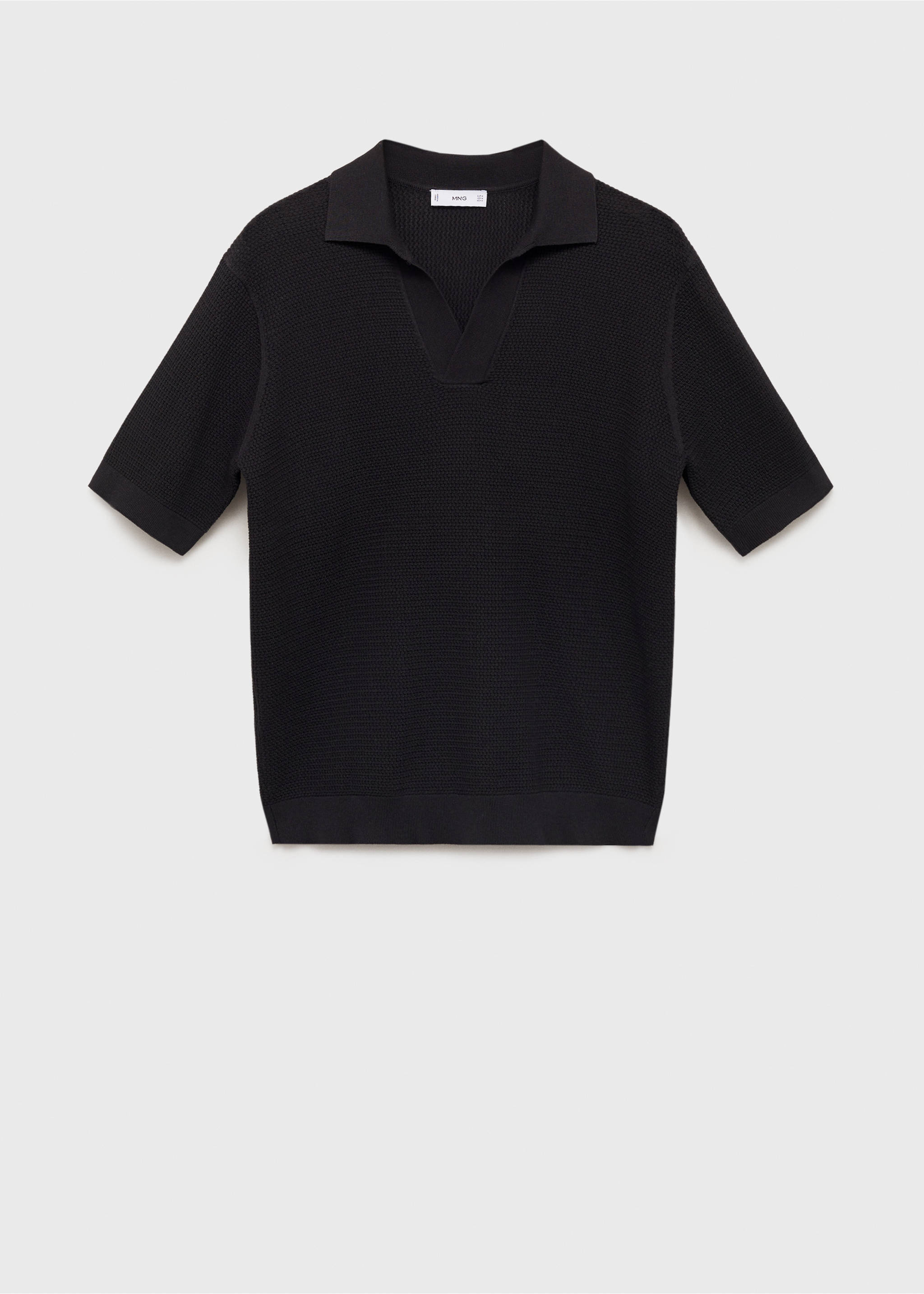 Structured fine-knit polo shirt - Article without model, Black. Ref: 87055933-00.