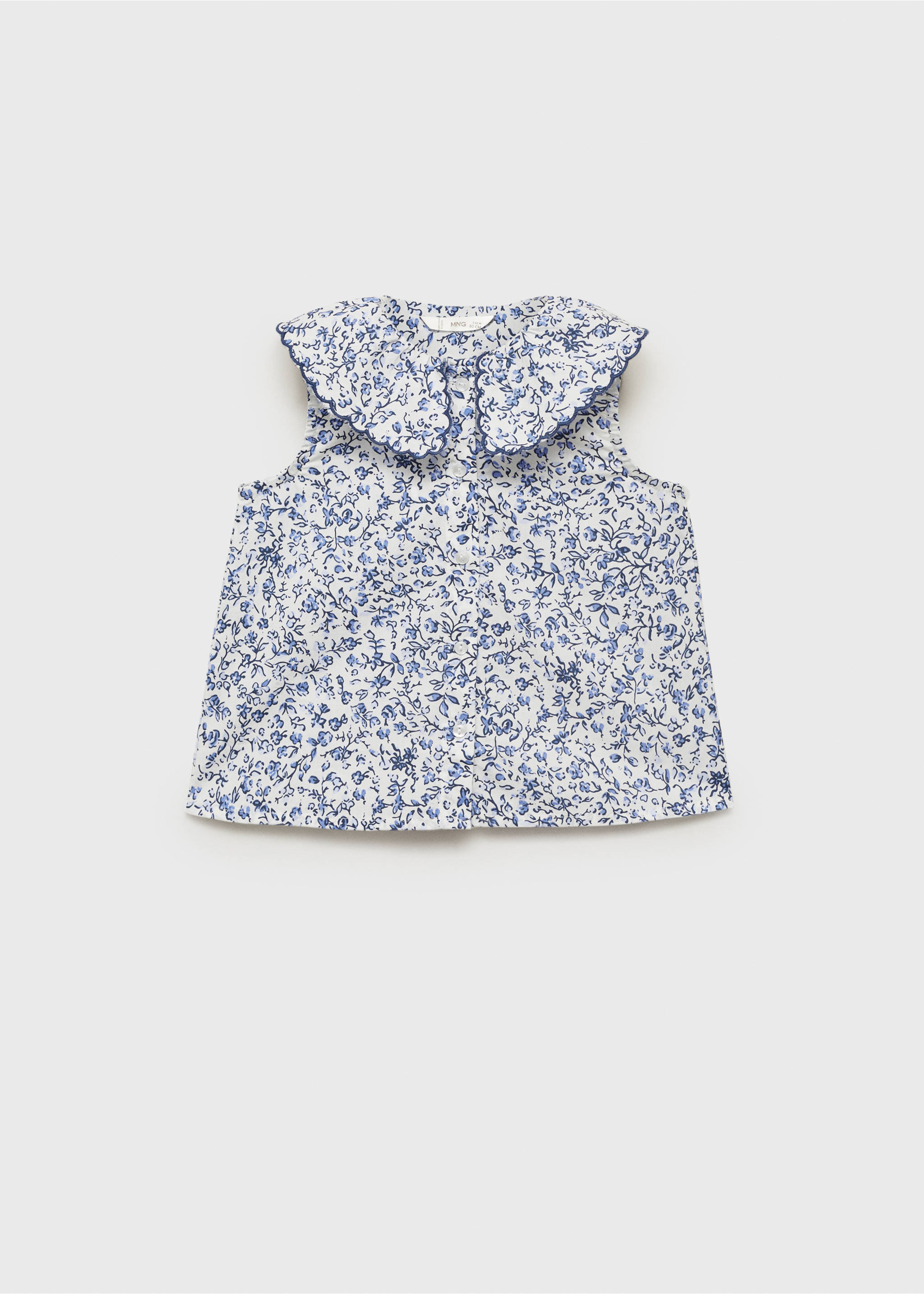 Gemusterte Bluse mit Babydollkragen - Artikel ohne Model, Weiß. Ref: 87055938-00.