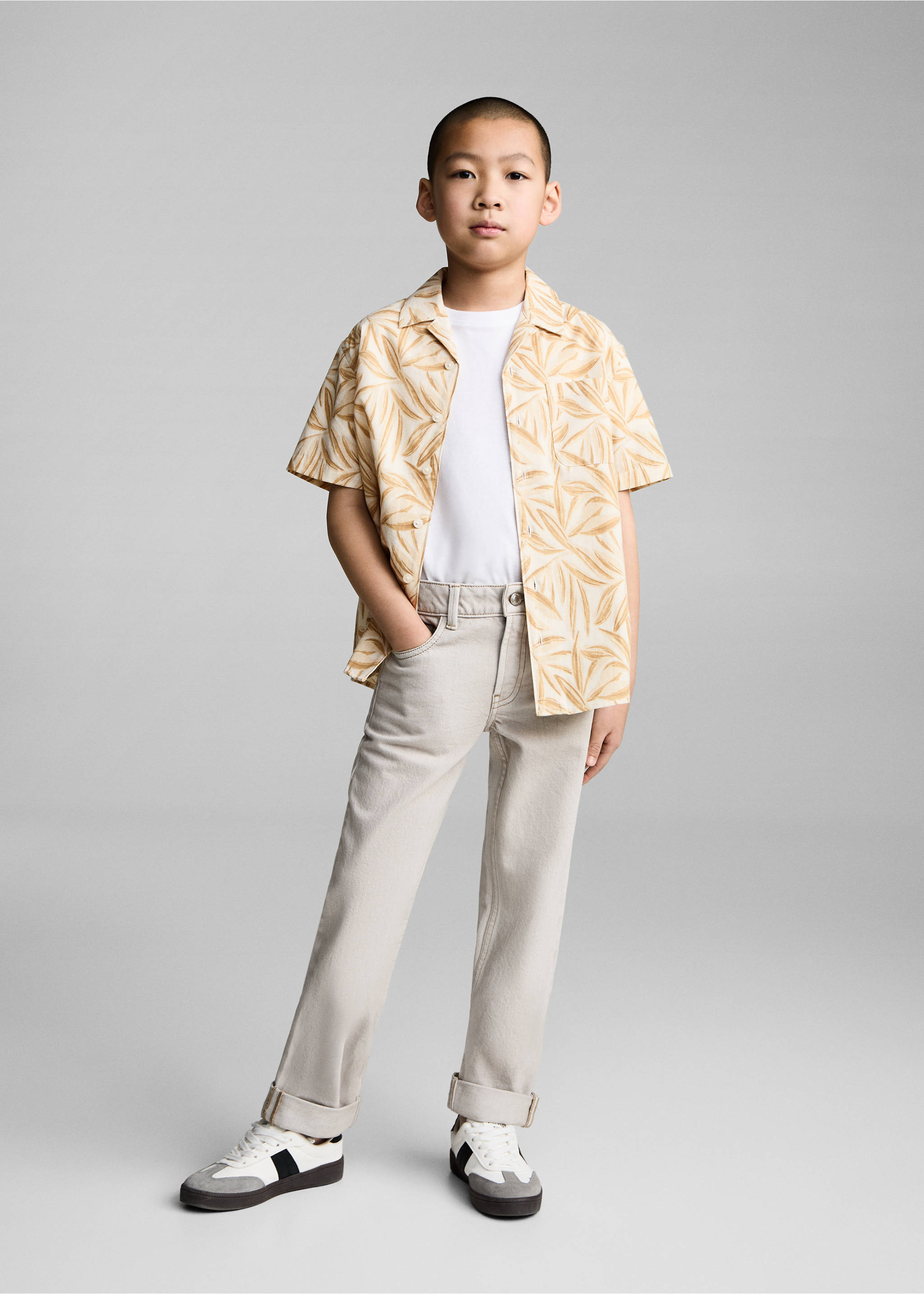 Short sleeved cotton shirt - General plane, Ochre. Ref: 87055939-00.