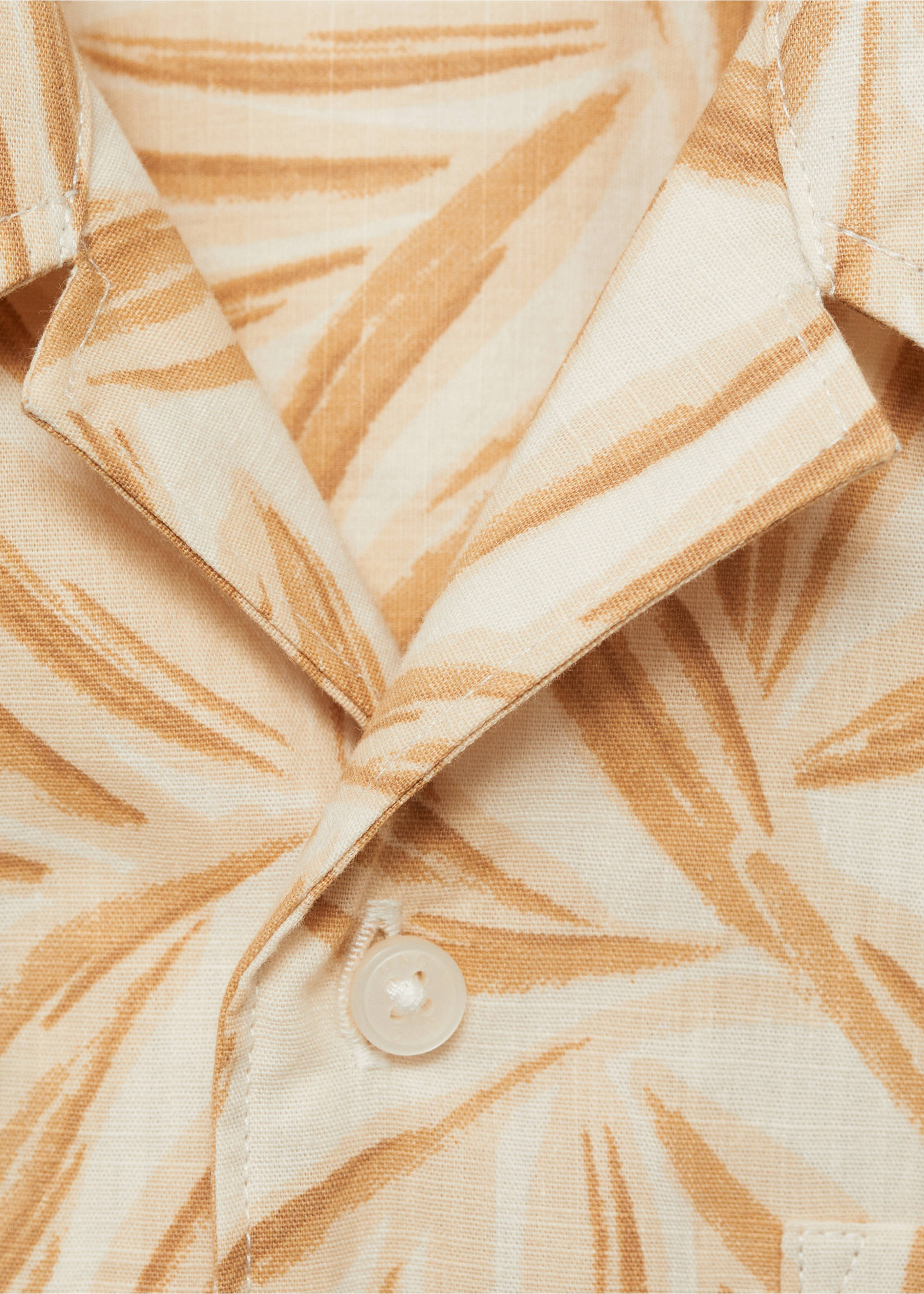 Short sleeved cotton shirt - Details of the article 8, Ochre. Ref: 87055939-00.