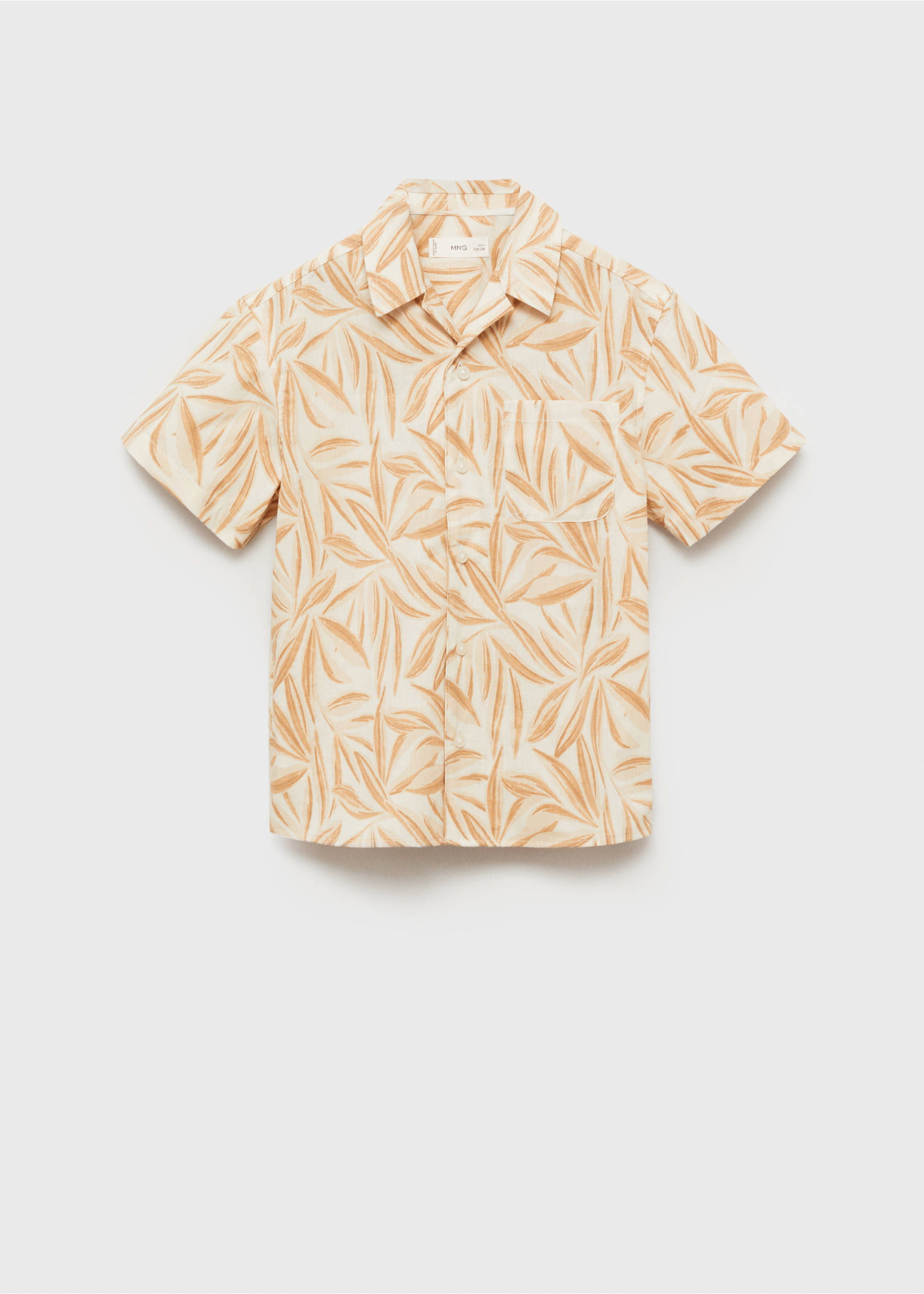 Short sleeved cotton shirt - Article without model, Ochre. Ref: 87055939-00.