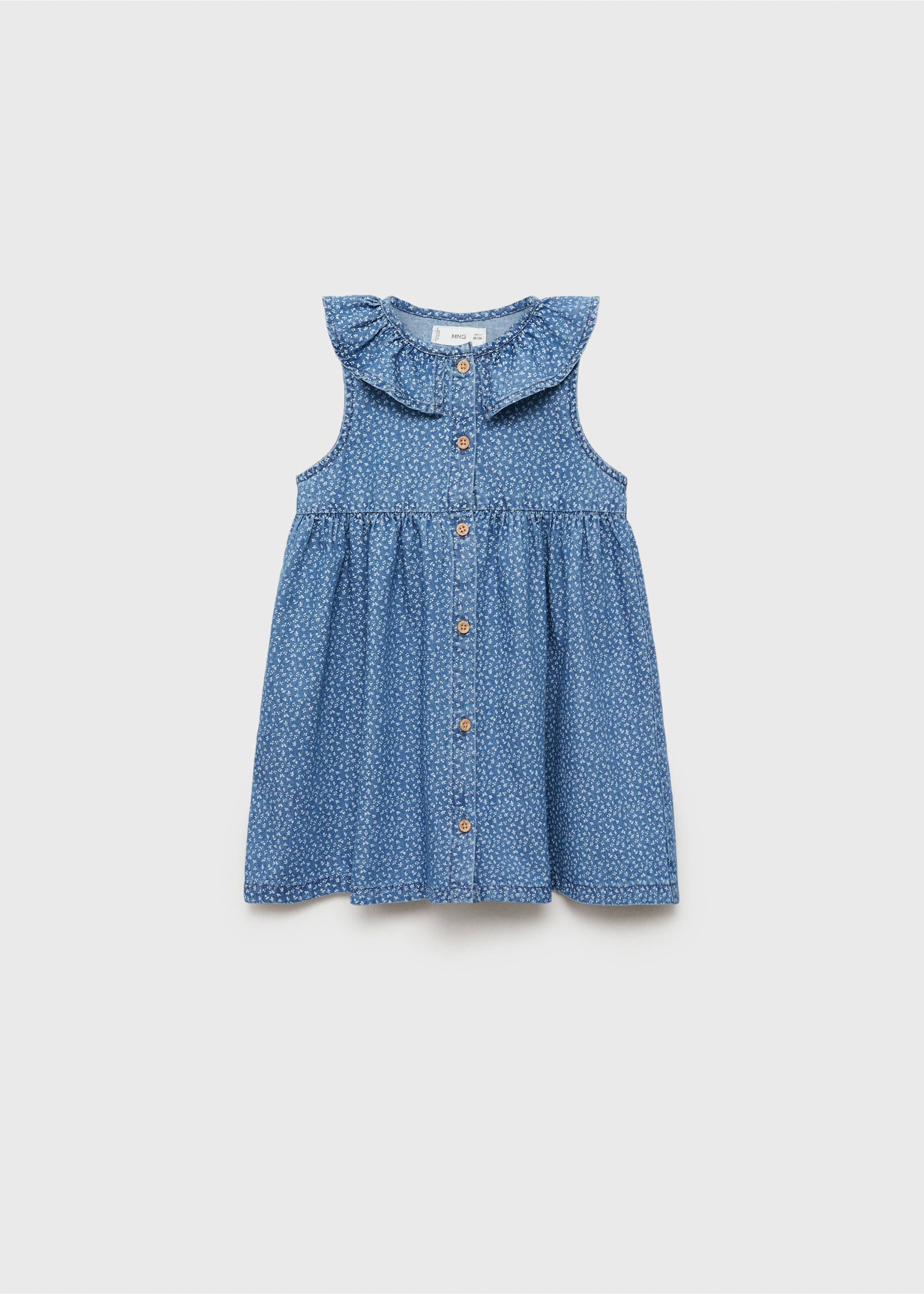 Denim dress with babydoll neckline - Article without model, Medium Blue. Ref: 87055941-00.
