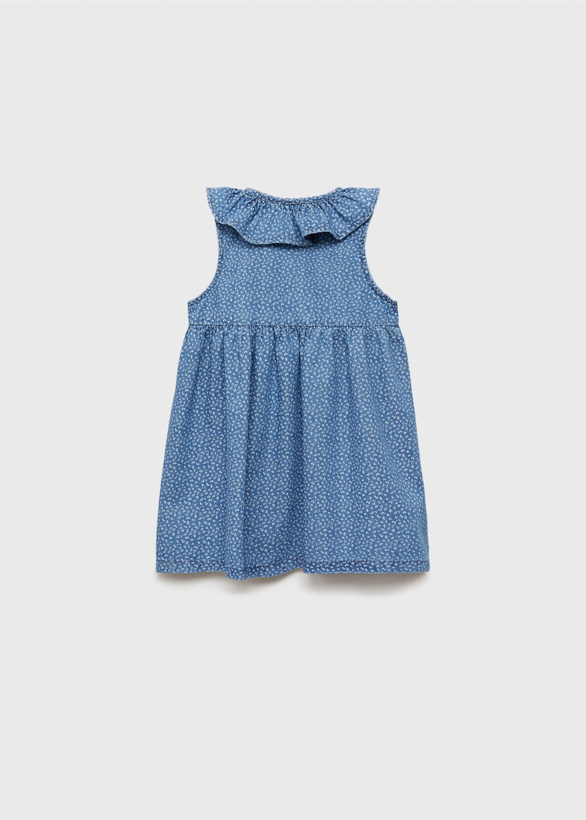 Denim dress with babydoll neckline - Reverse of the article, Medium Blue. Ref: 87055941-00.