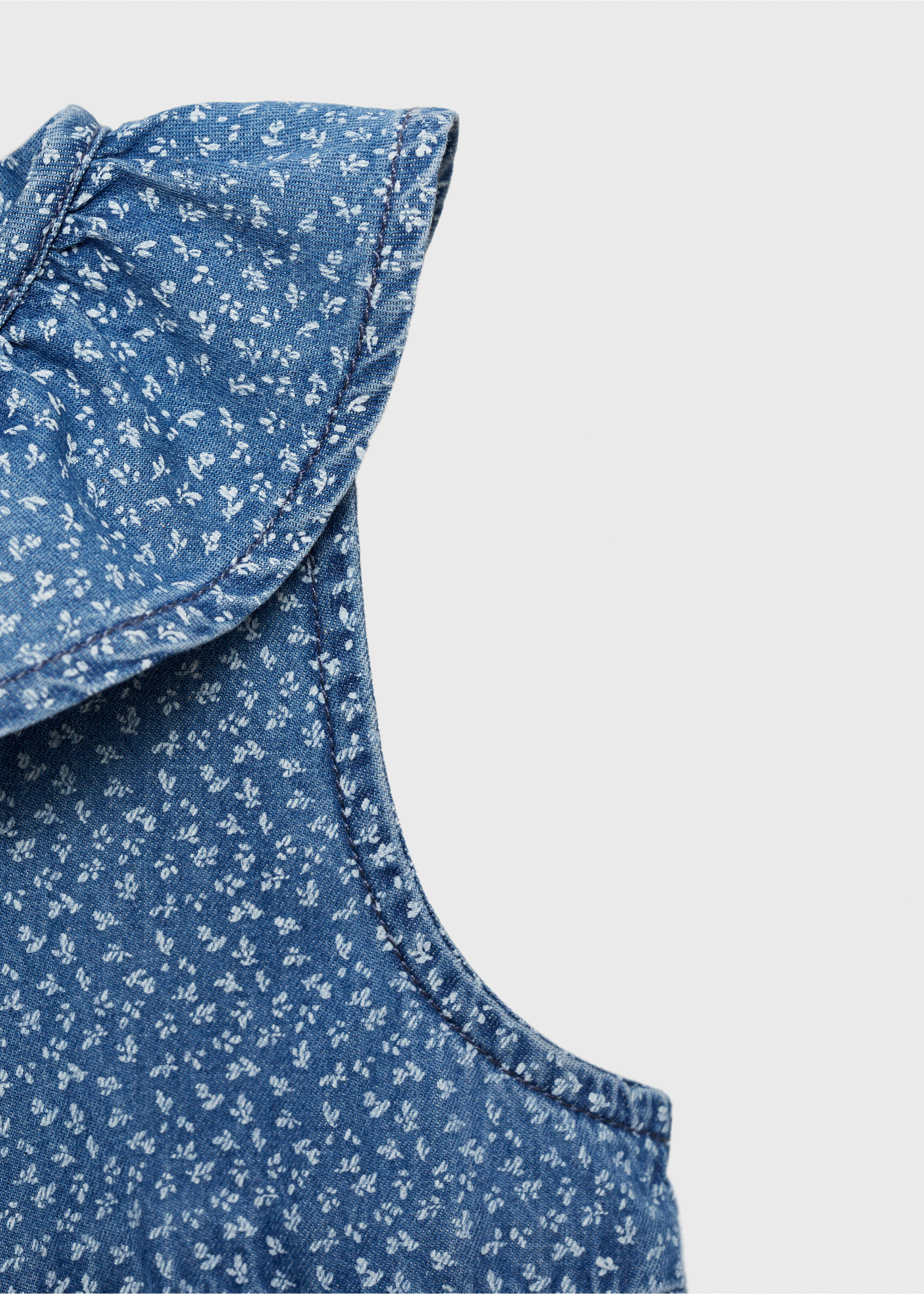 Denim dress with babydoll neckline - Details of the article 0, Medium Blue. Ref: 87055941-00.