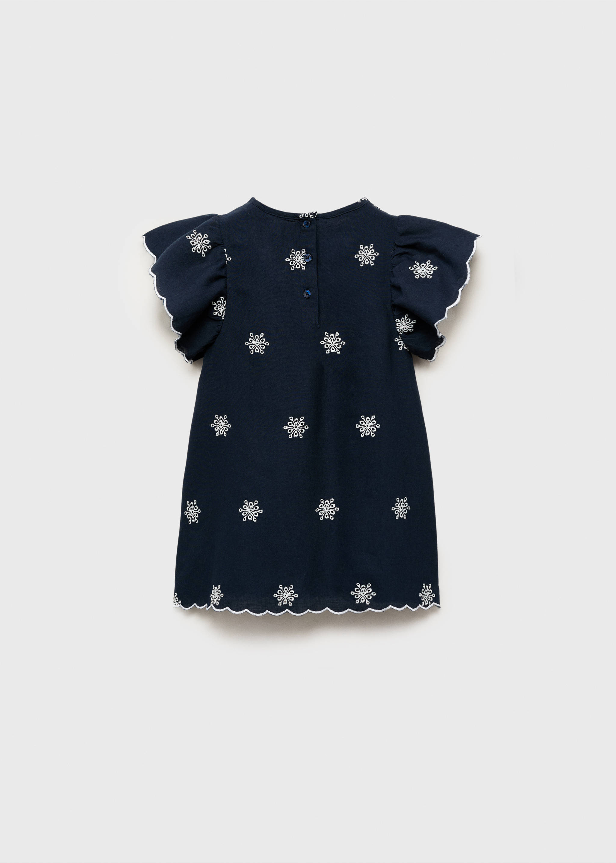 Kleid mit gestickten Details - Rückseite des Artikels, Dunkles Marineblau. Ref: 87055942-00.