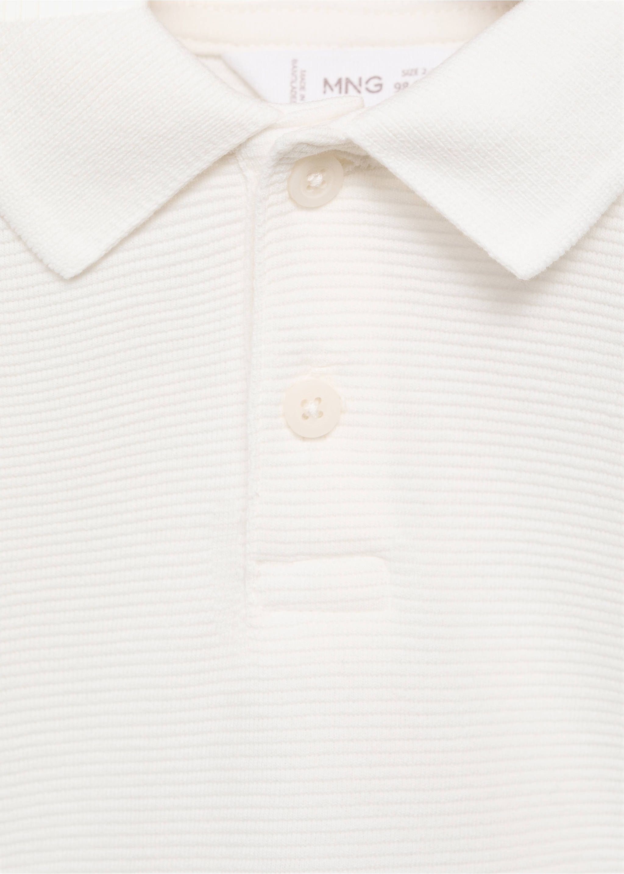 Textured knitted polo shirt - Details of the article 8, Off White. Ref: 87055949-00.