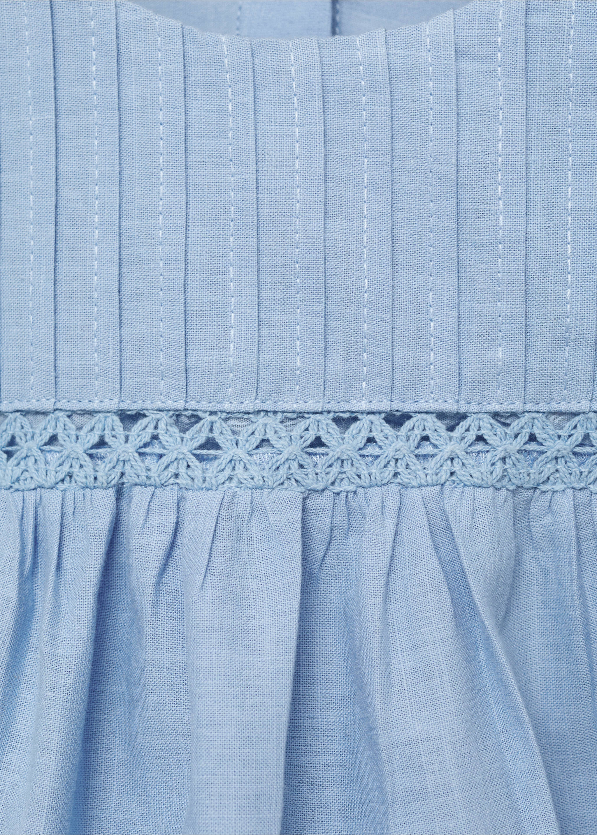 Embroidered detail dress - Details of the article 8, Sky Blue. Ref: 87055951-00.