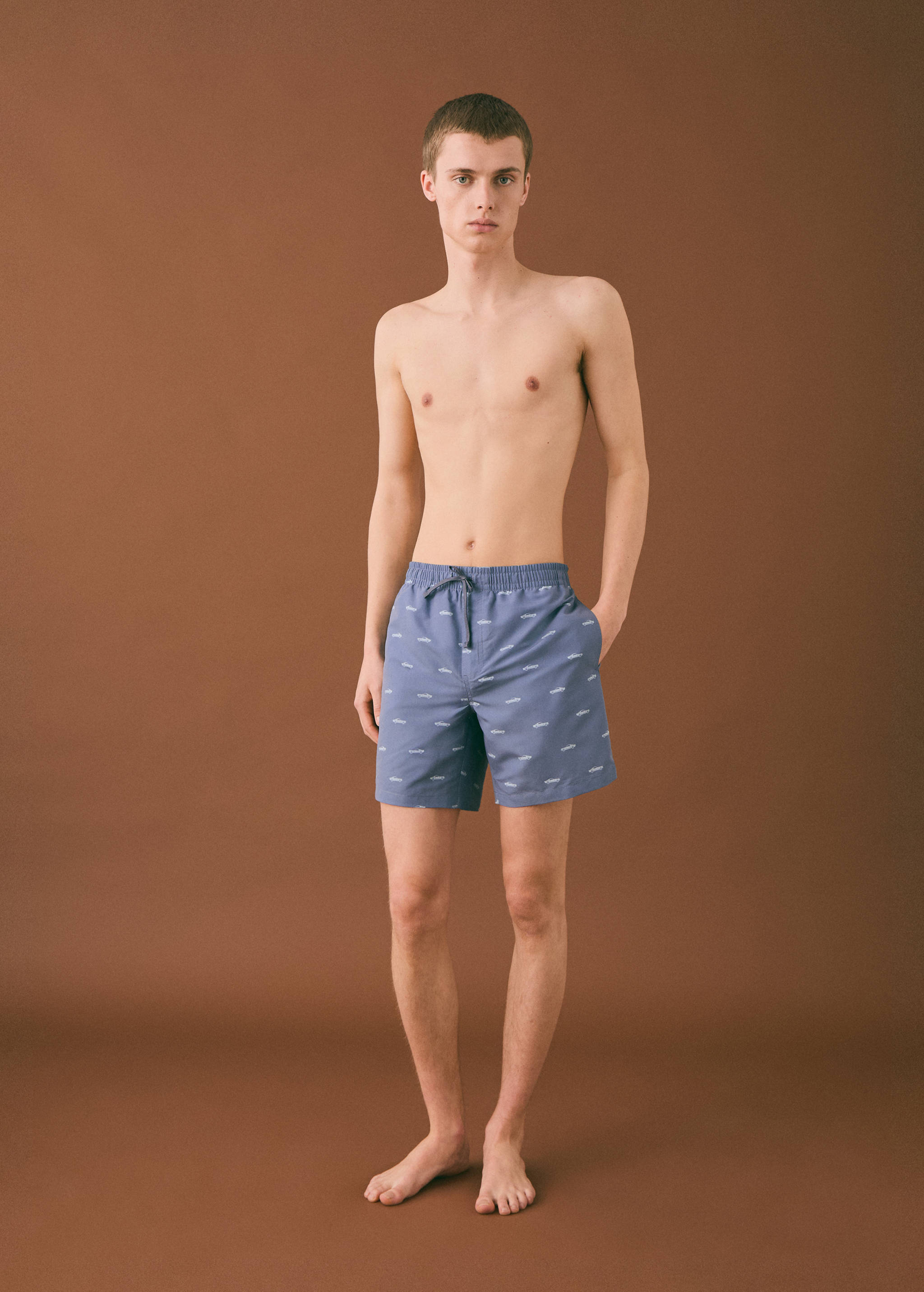 Printed swimsuit with drawstring - General plane