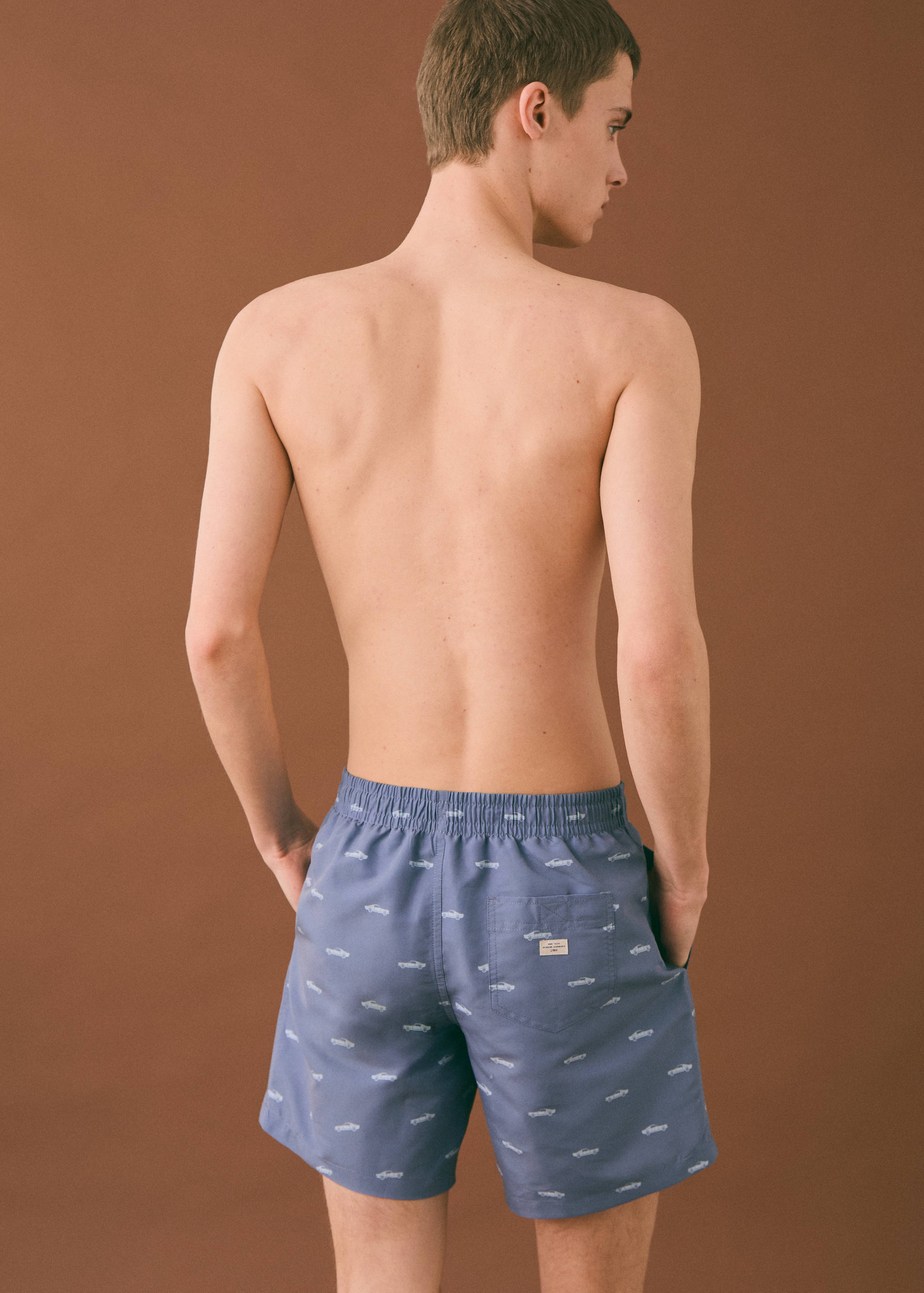 Printed swimsuit with drawstring - Reverse of the article