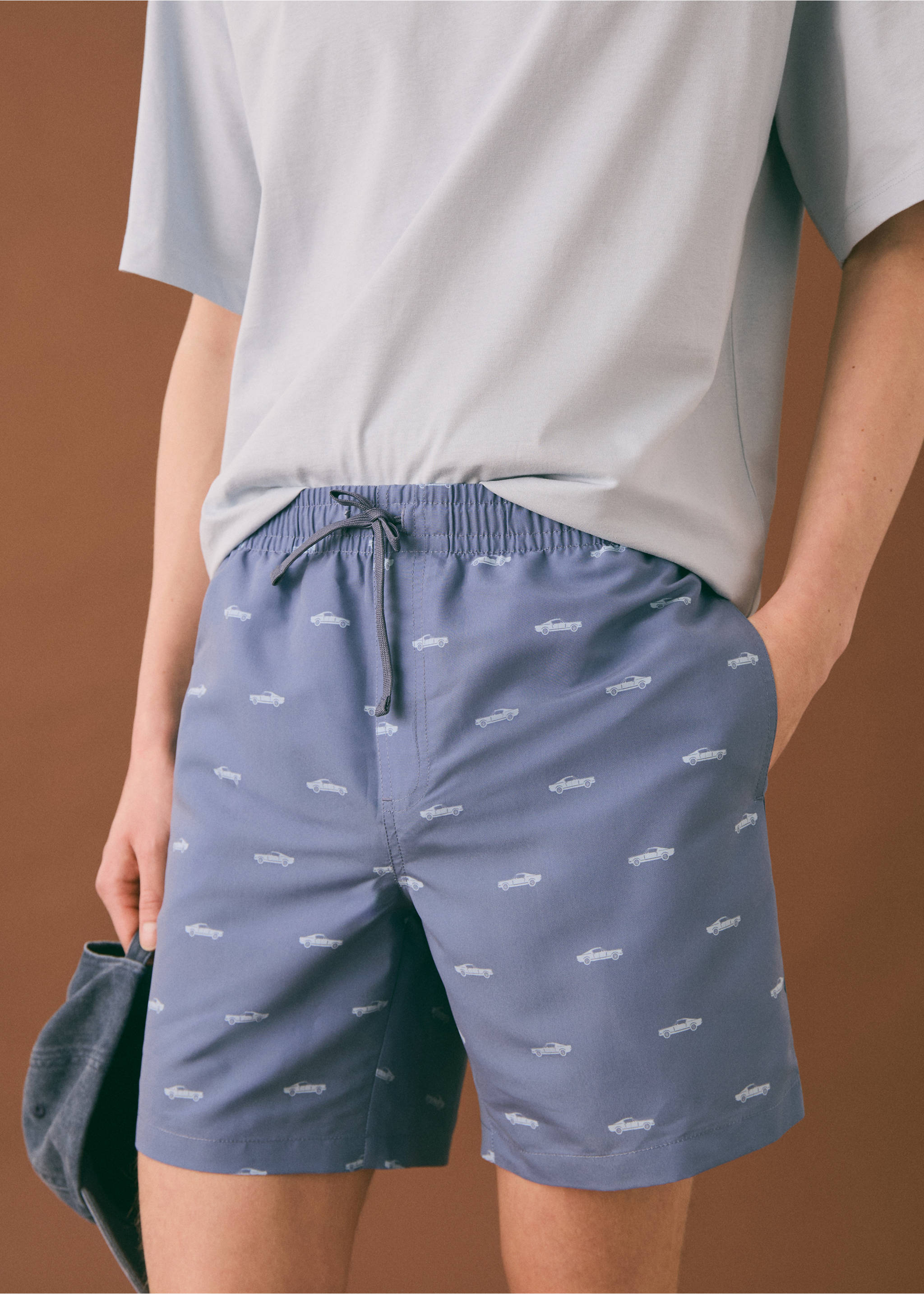 Bañador cordón estampado - Detalle del artículo 1, Verde pastel. Ref: 87055952-00.