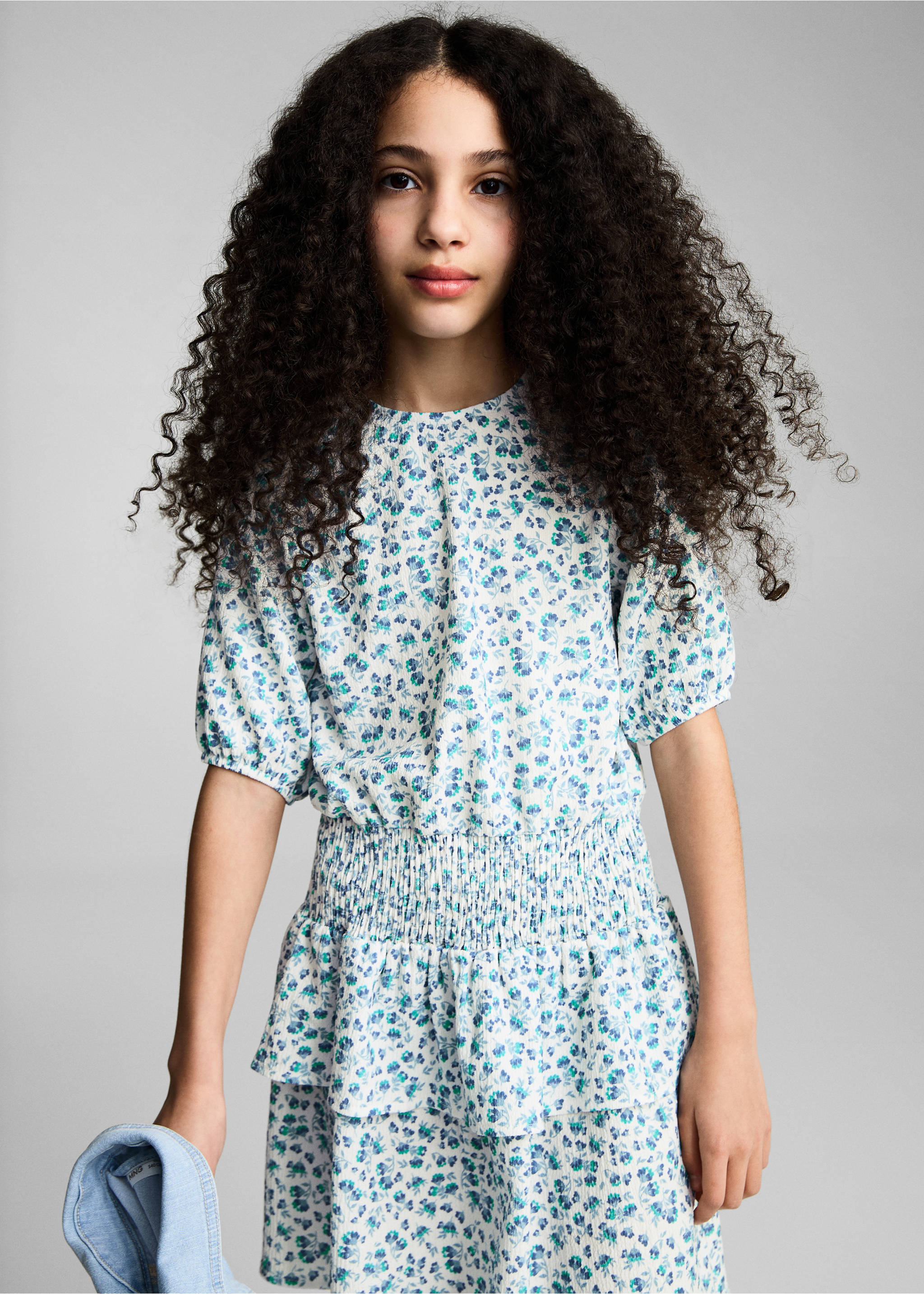 Floral ruffle dress - Medium plane, Off White. Ref: 87055954-00.