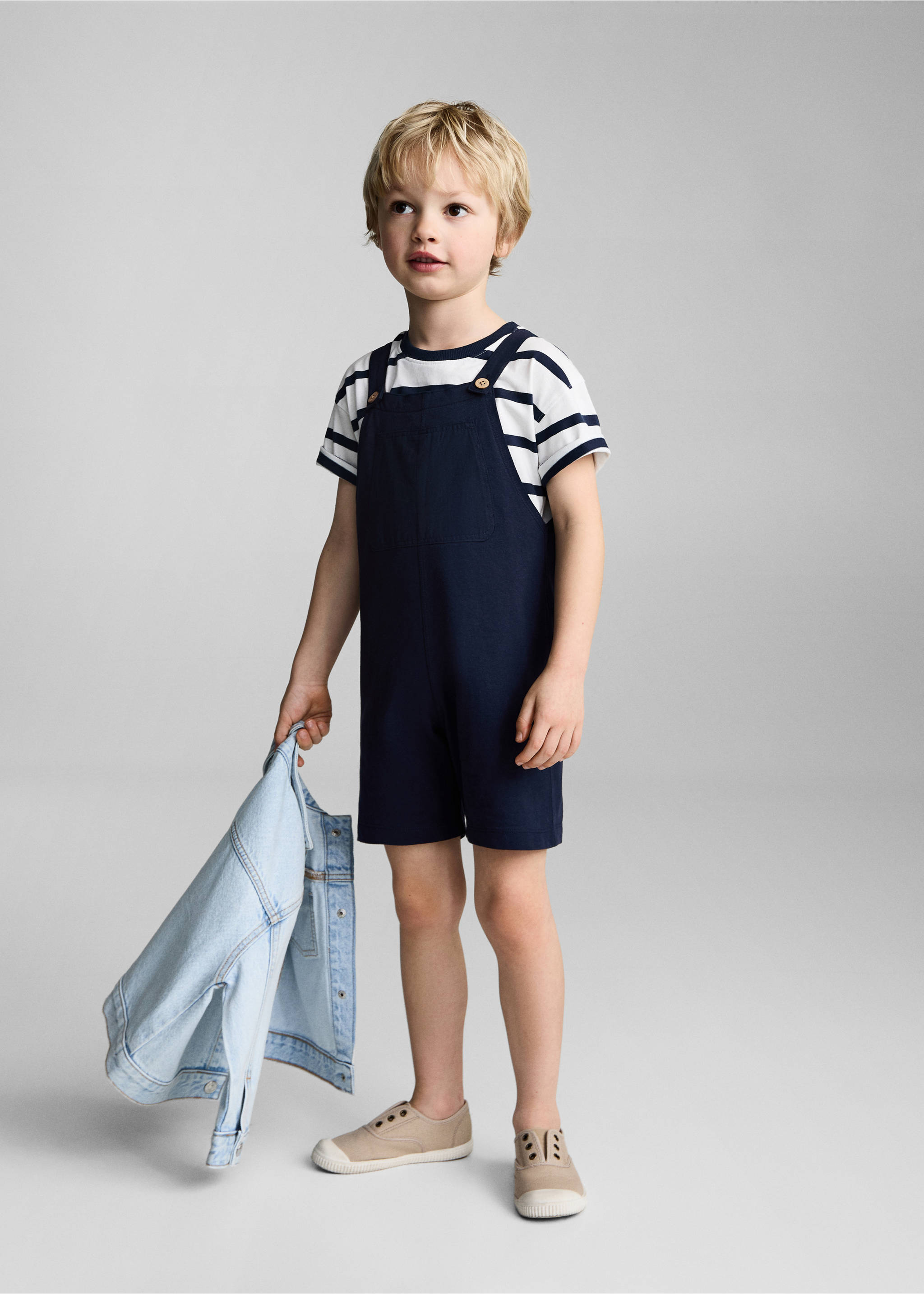 Cotton knit dungarees - General plane, Dark Navy. Ref: 87055957-00.