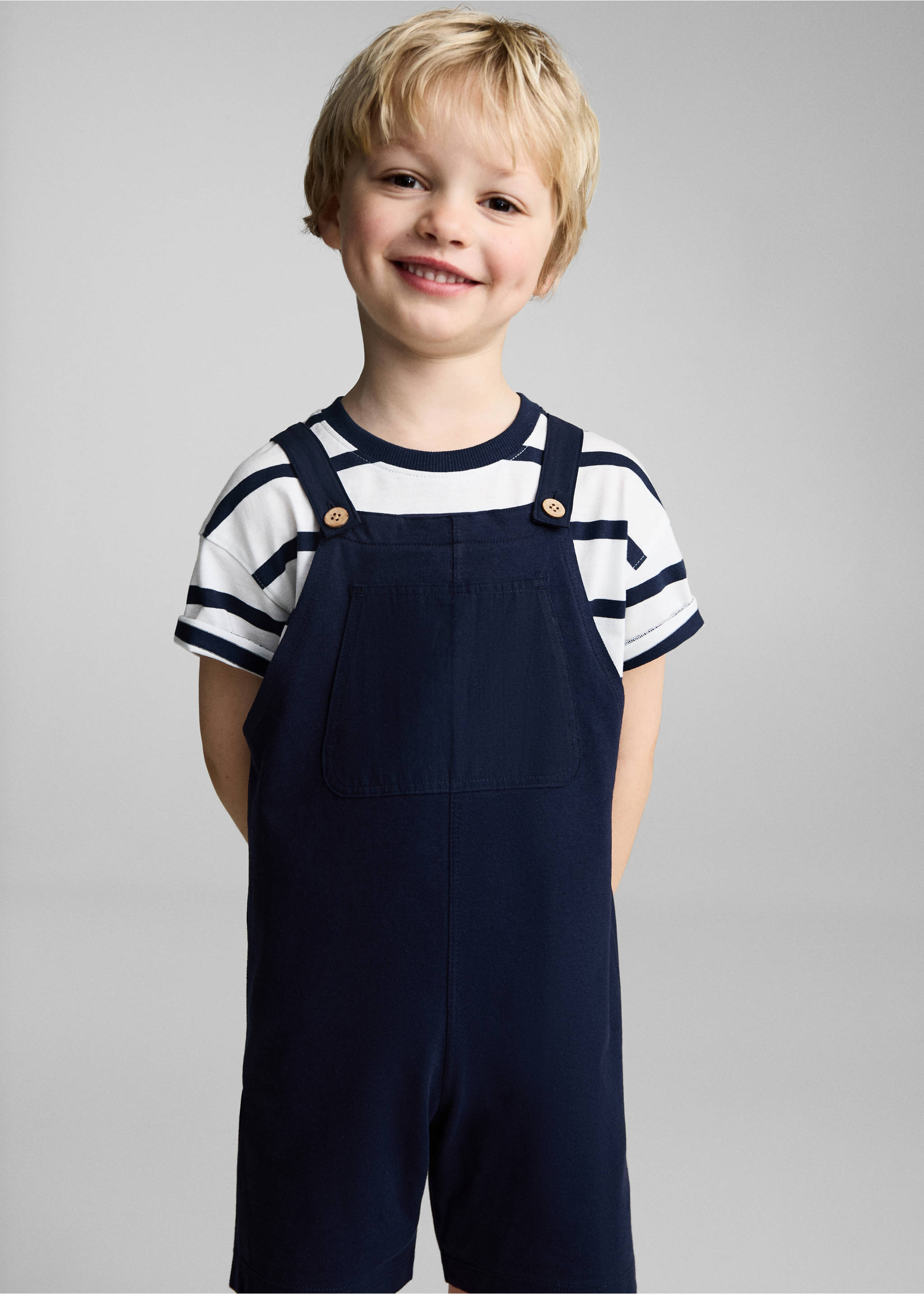Cotton knit dungarees - Medium plane, Dark Navy. Ref: 87055957-00.