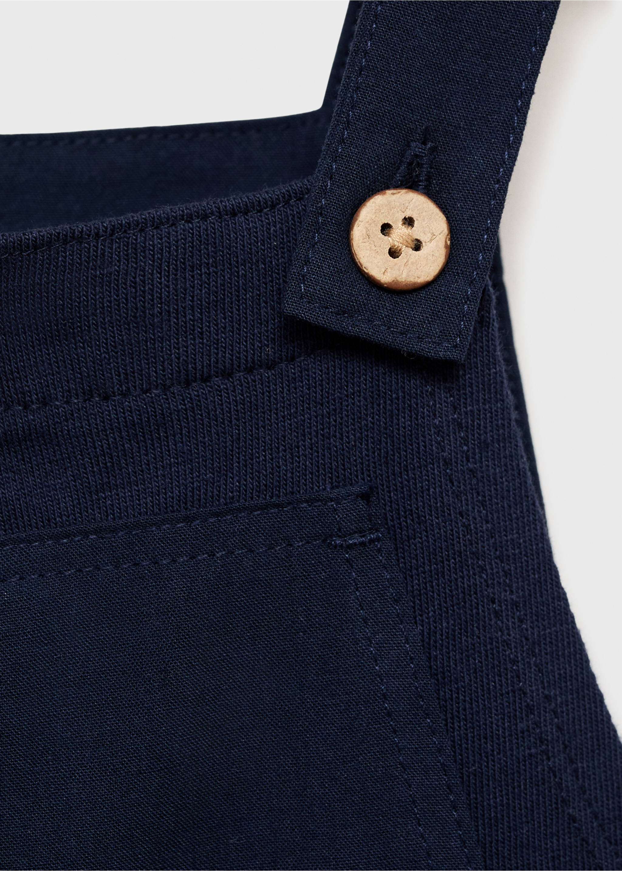 Cotton knit dungarees - Details of the article 8, Dark Navy. Ref: 87055957-00.