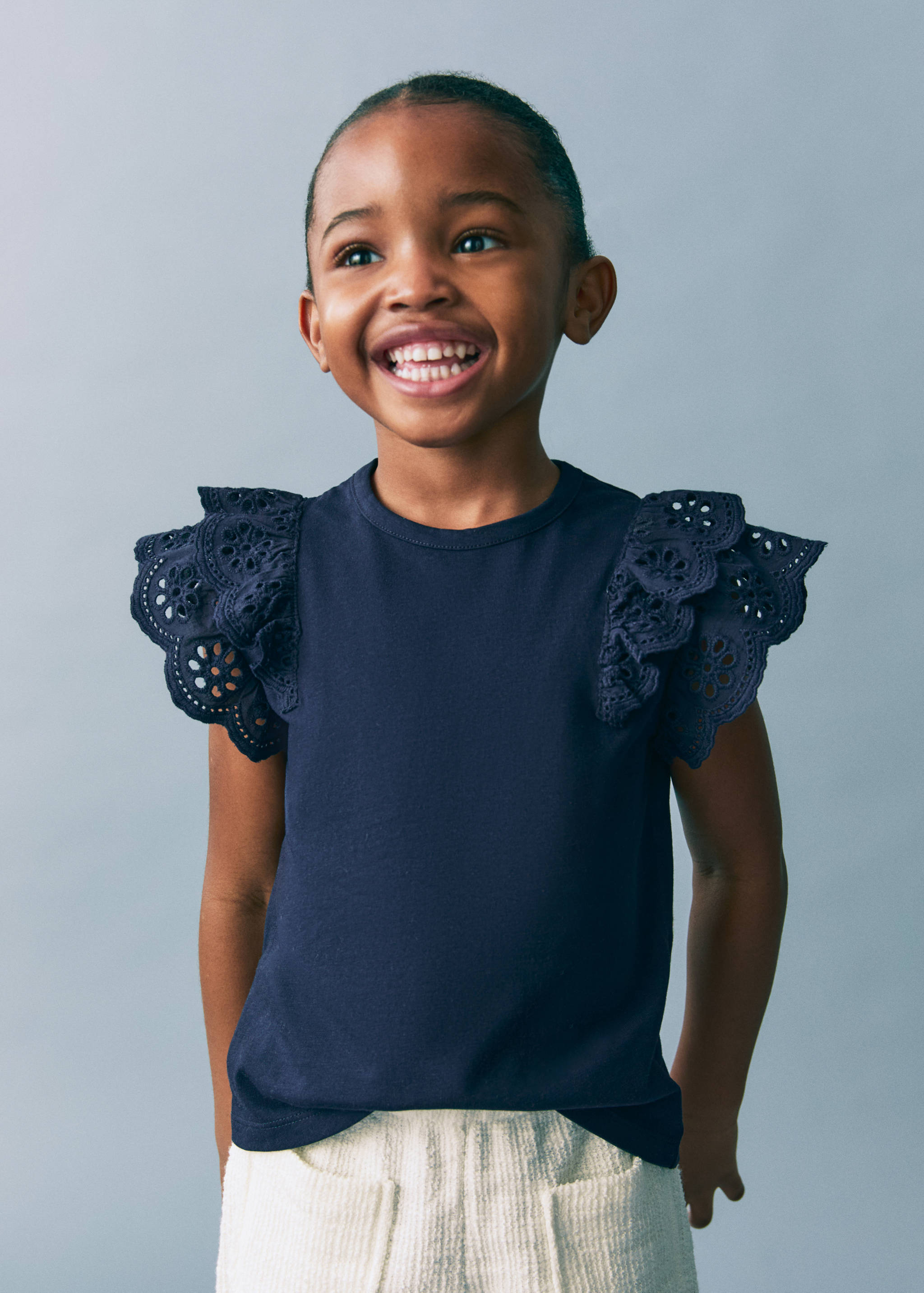 Frills cotton t-shirt - Medium plane