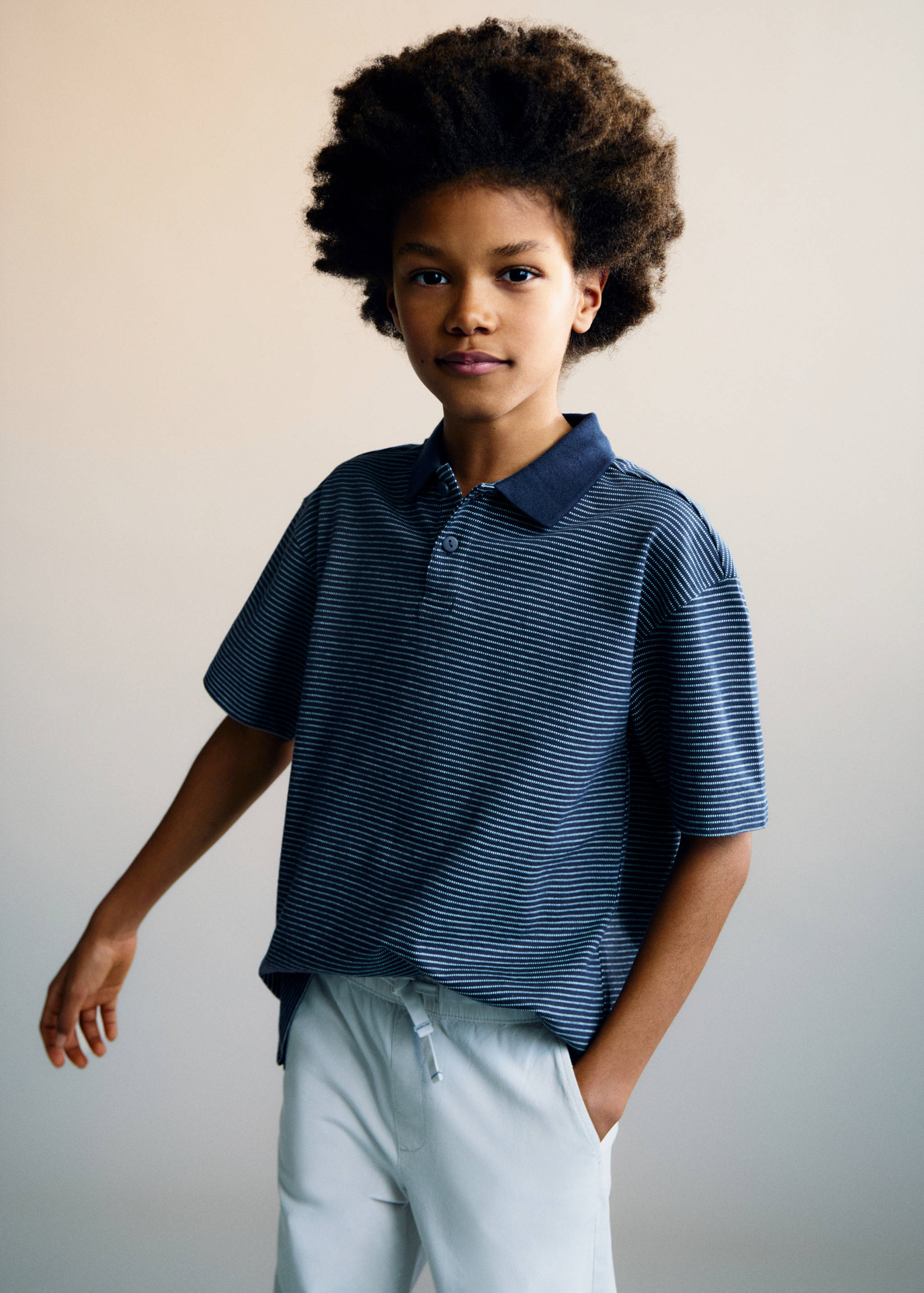 Striped cotton polo shirt - Medium plane