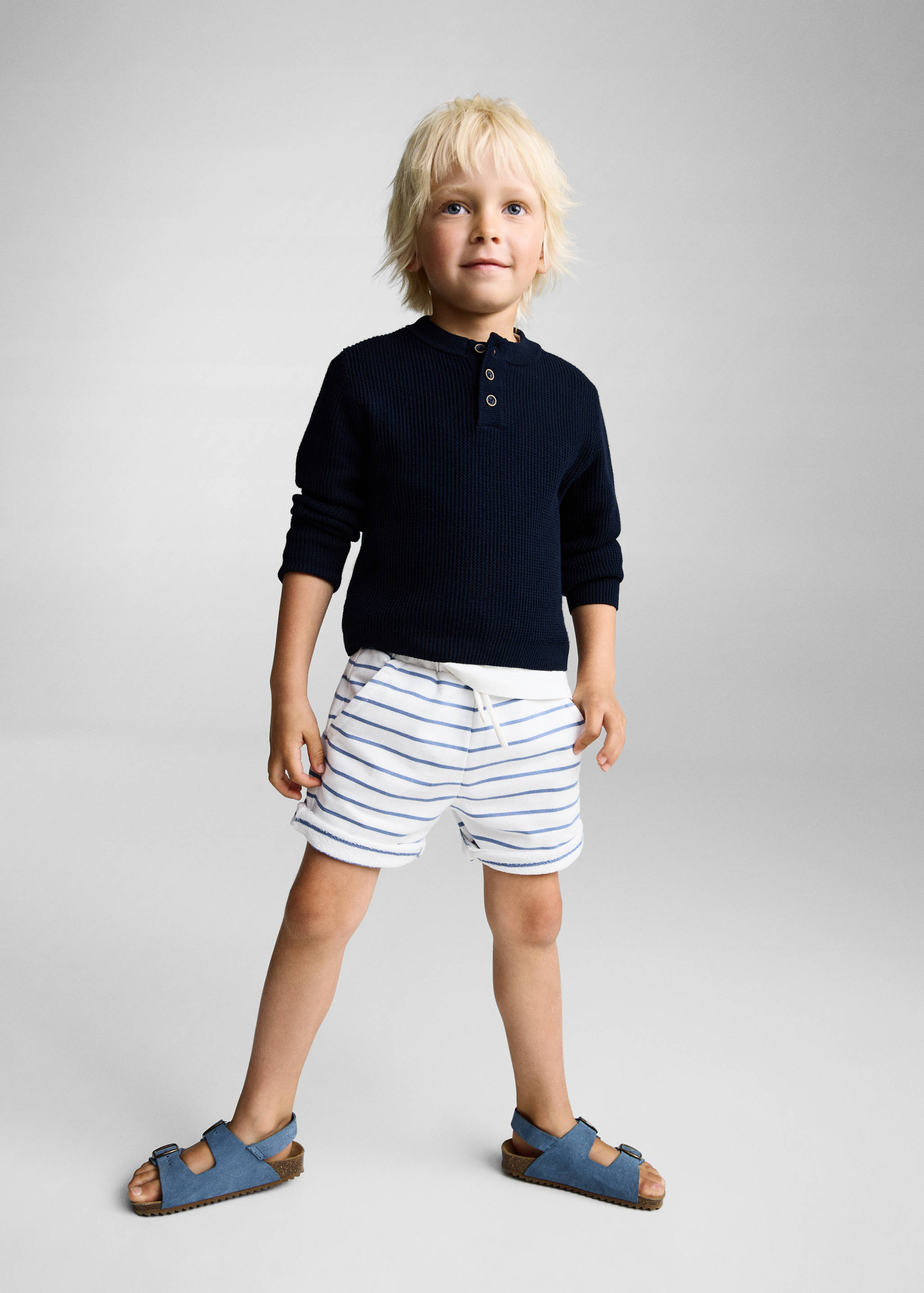 Striped cotton Bermuda shorts - General plane