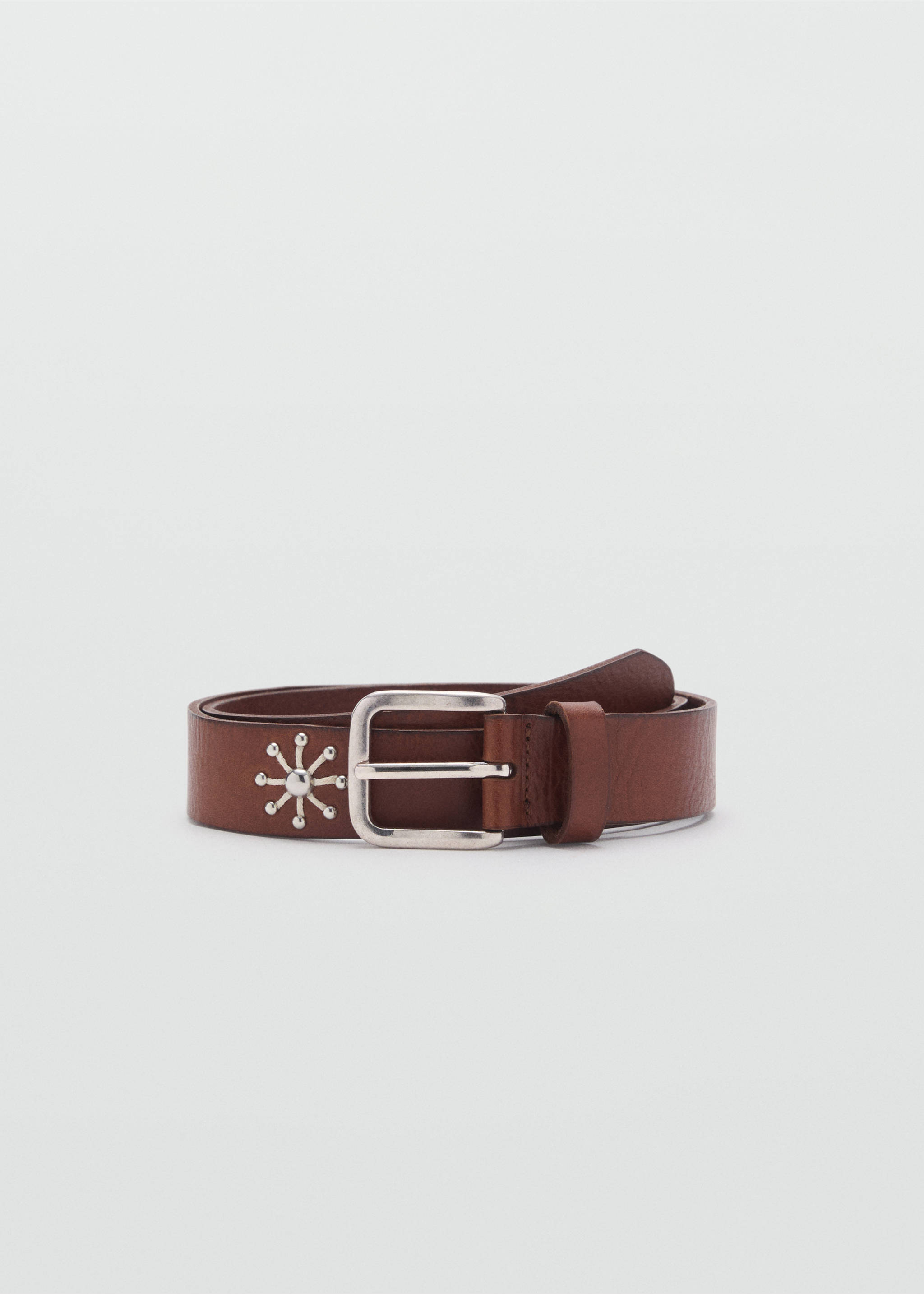 Leather belt with embroidered details - Article without model, Brown. Ref: 87055964-00.