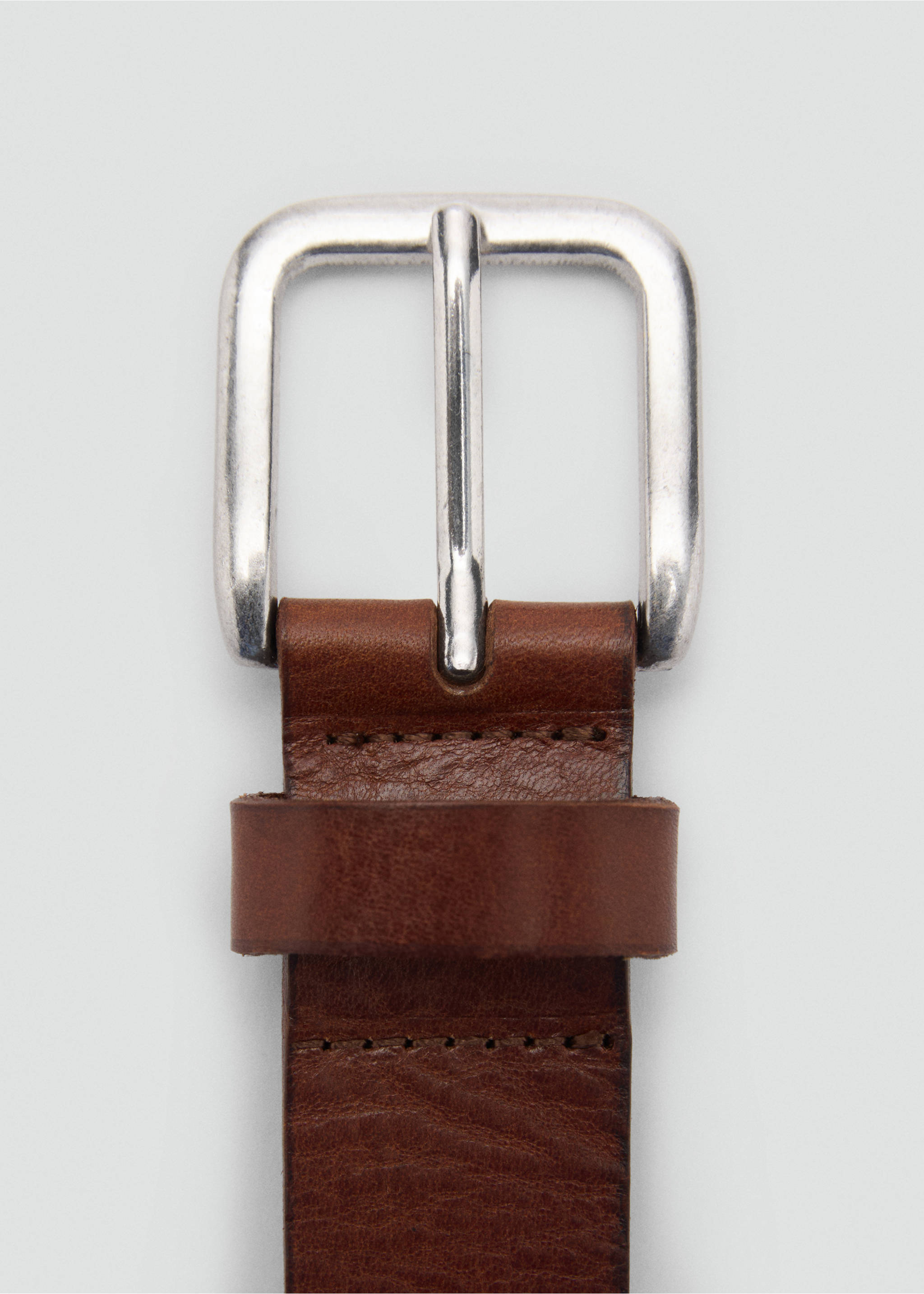 Leather belt with embroidered details - Details of the article 1, Brown. Ref: 87055964-00.