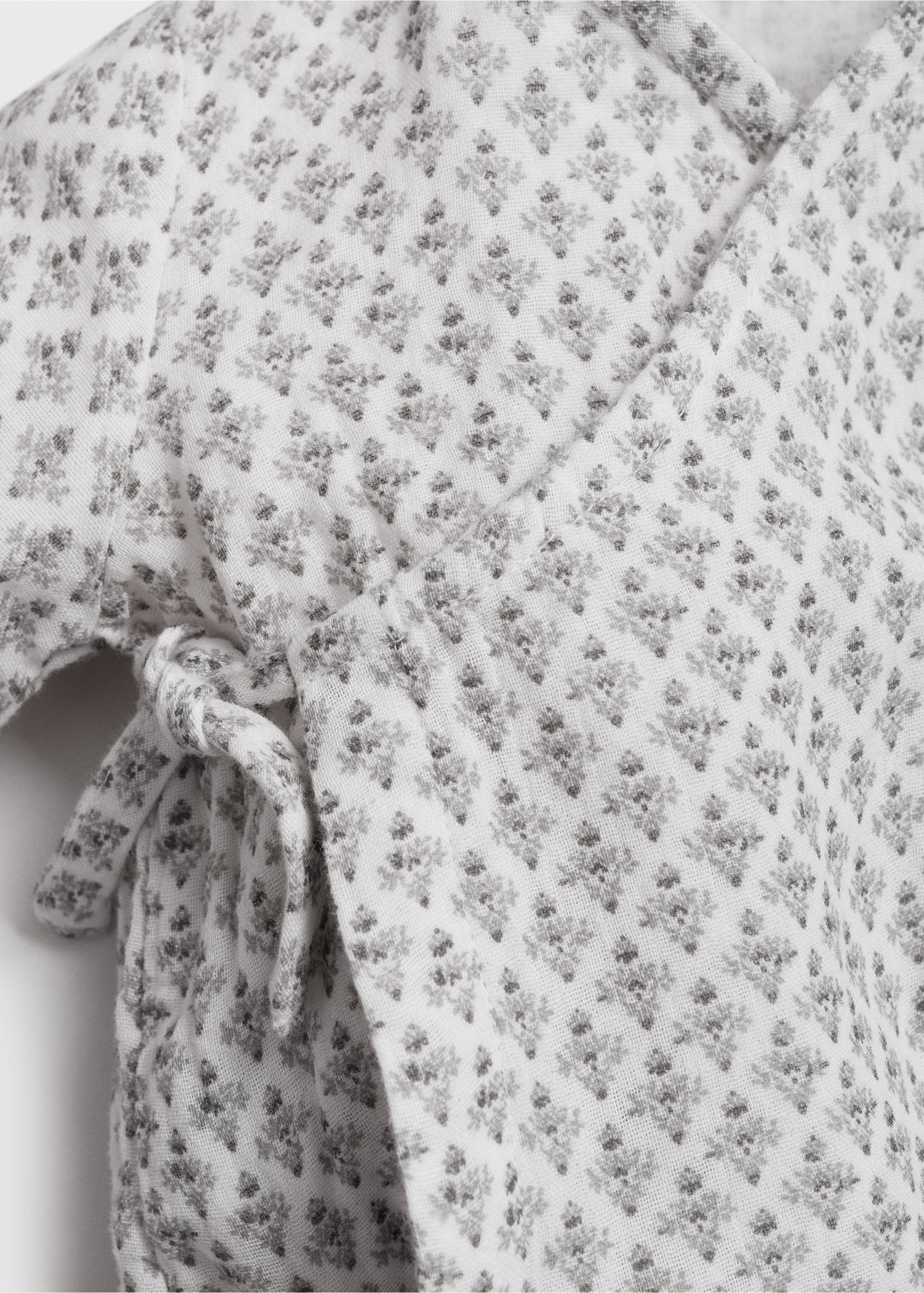 Printed crossover romper suit - Details of the article 8, Grey. Ref: 87055966-00.