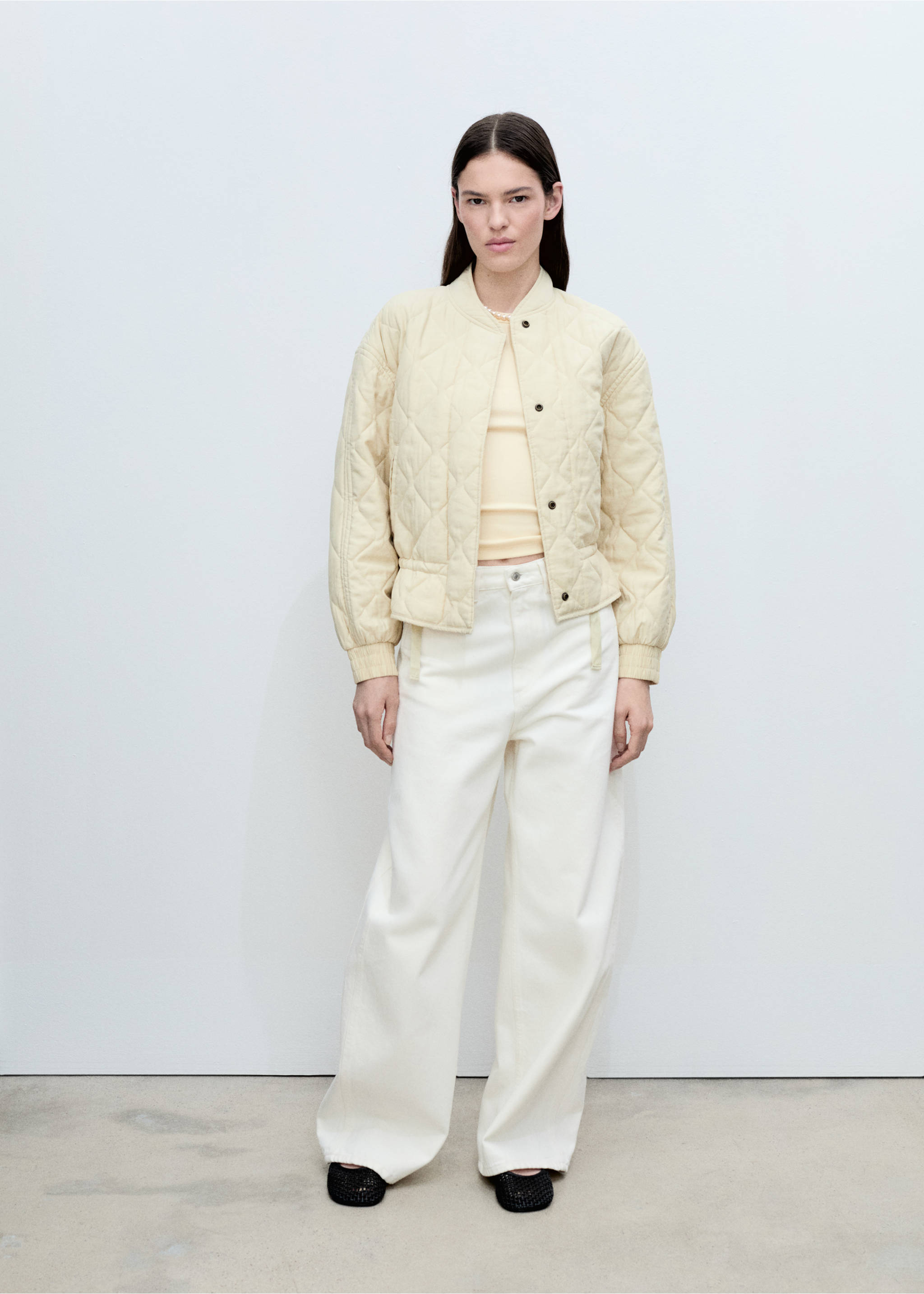 Quilted bomber jacket - General plane, Pastel Yellow. Ref: 87055968-00.