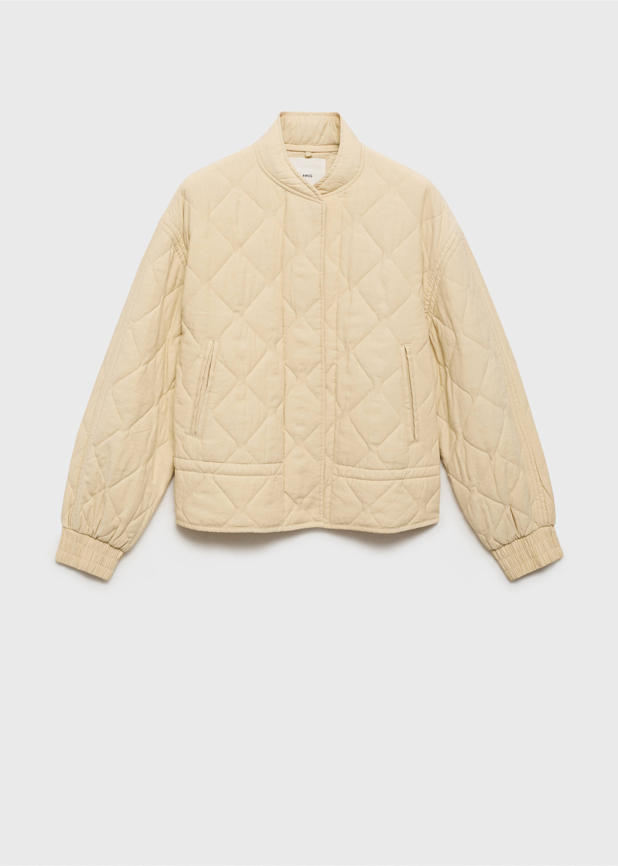 Quilted bomber jacket - Article without model, Pastel Yellow. Ref: 87055968-00.