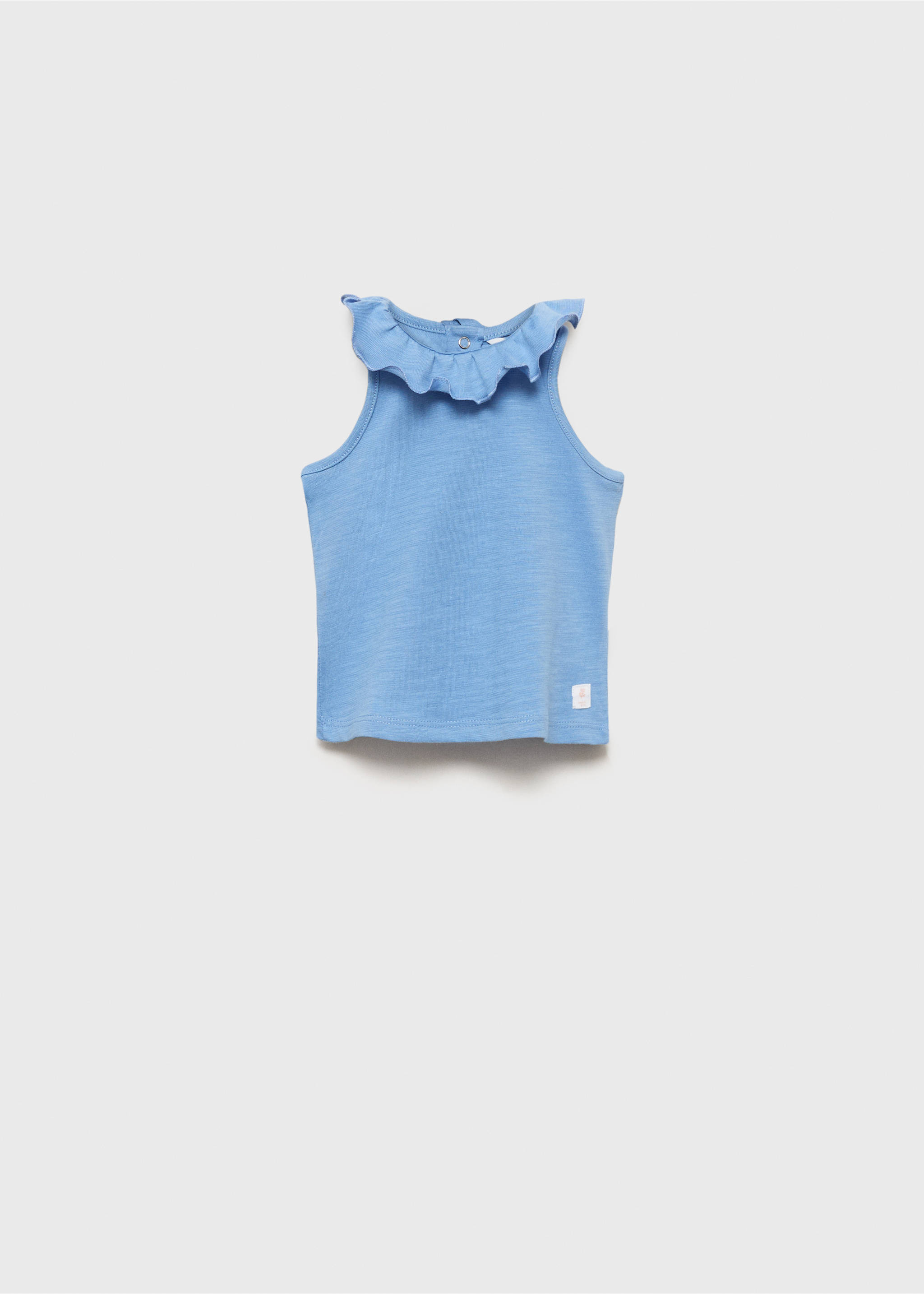 Baumwollshirt mit Rüschenkragen - Artikel ohne Model, Blau. Ref: 87055974-00.