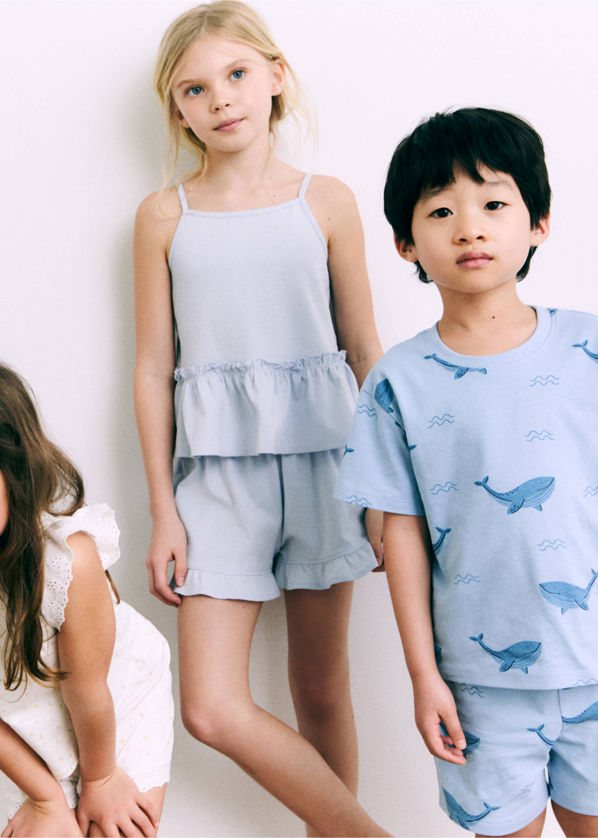 Pyjama shorts with ruffles - General plane, Sky Blue. Ref: 87055975-00.