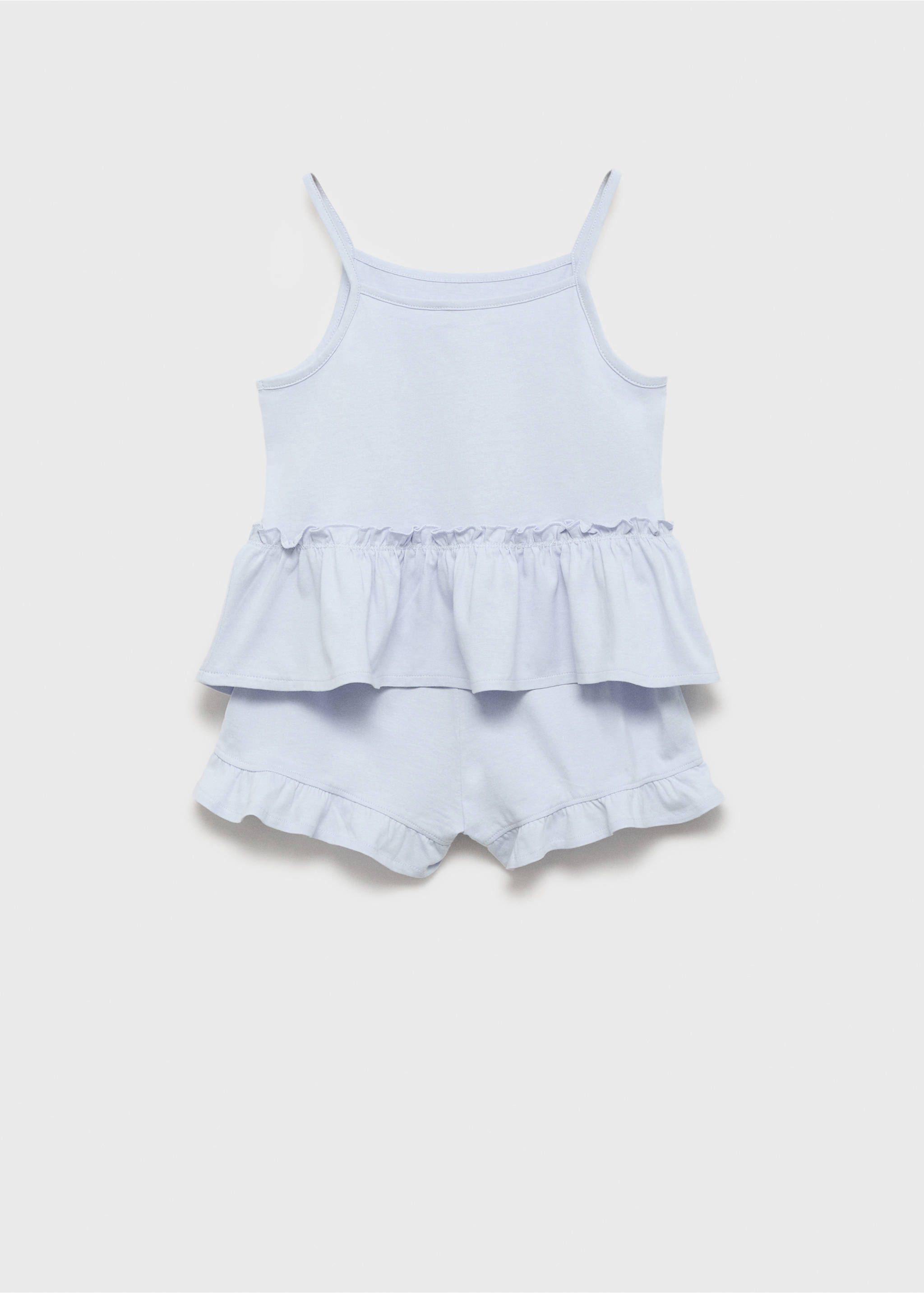 Pyjama shorts with ruffles - Reverse of the article, Sky Blue. Ref: 87055975-00.