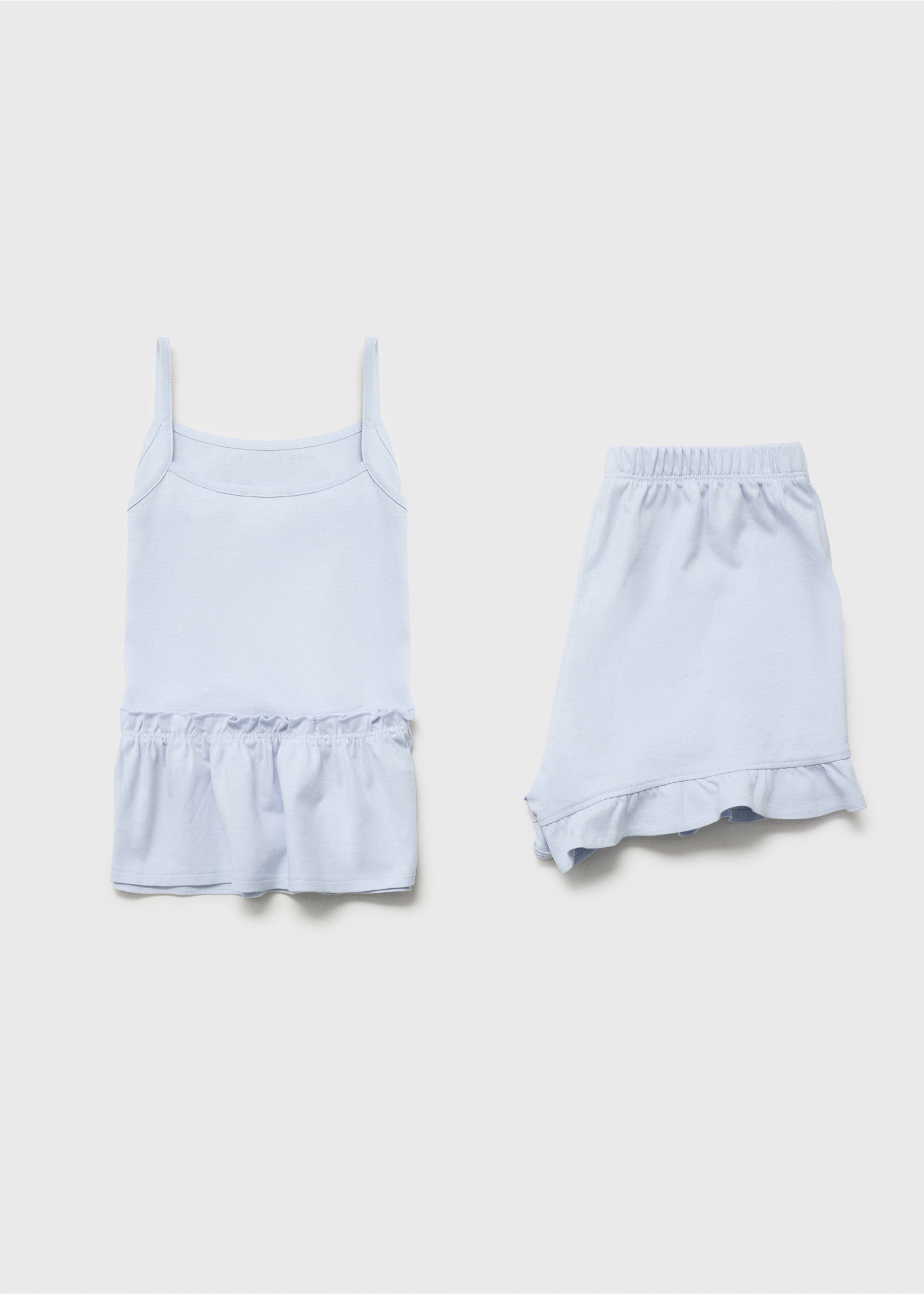 Pyjama shorts with ruffles - Details of the article 8, Sky Blue. Ref: 87055975-00.