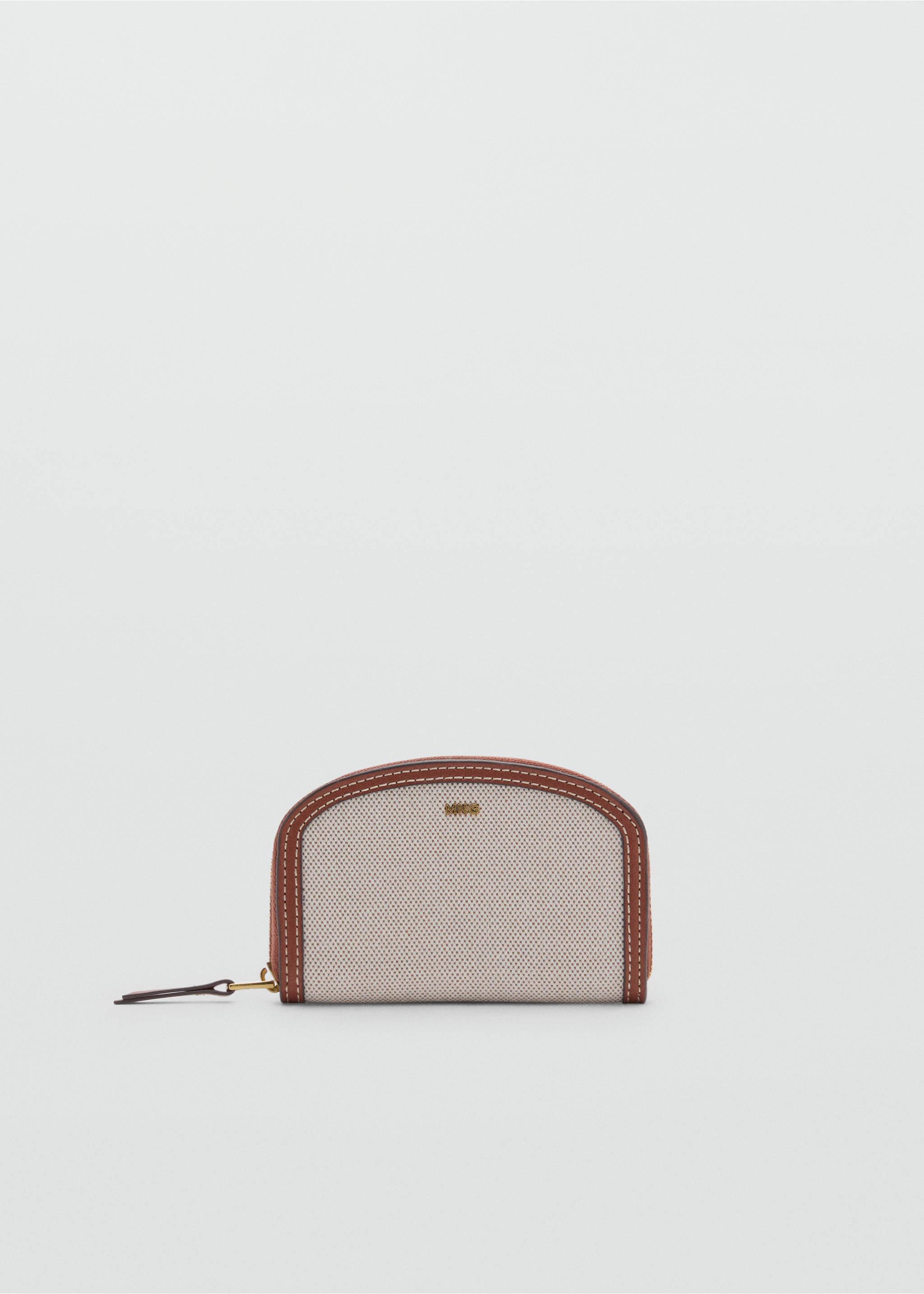 Contrasting canvas oval wallet - Article without model, Leather. Ref: 87055977-00.