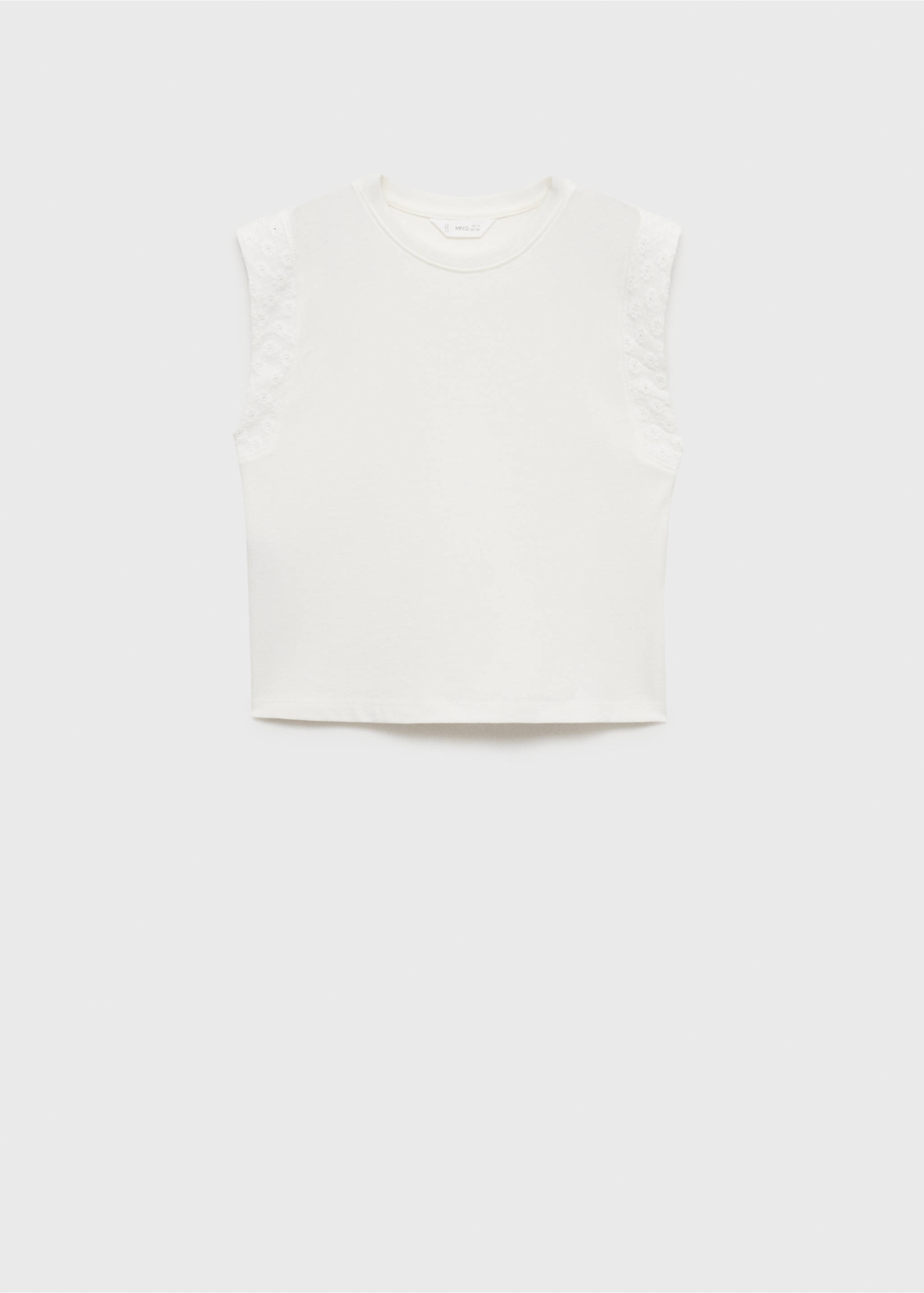 T-shirt détail brodé - Article sans modèle, Blanc cassé. Ref: 87055985-00.