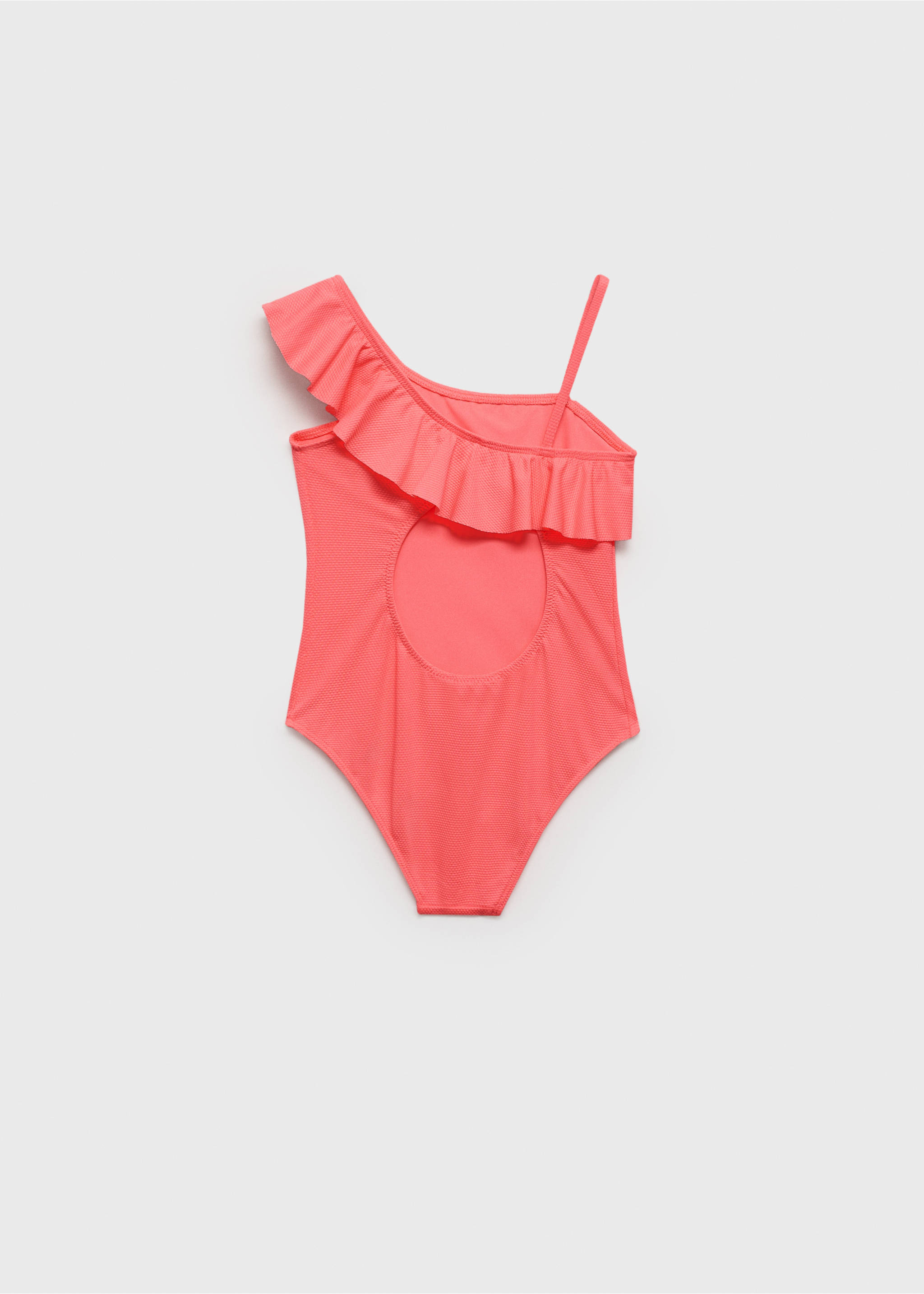 Asymmetric ruffle swimsuit - Reverse of the article, Neon Orange. Ref: 87055986-00.