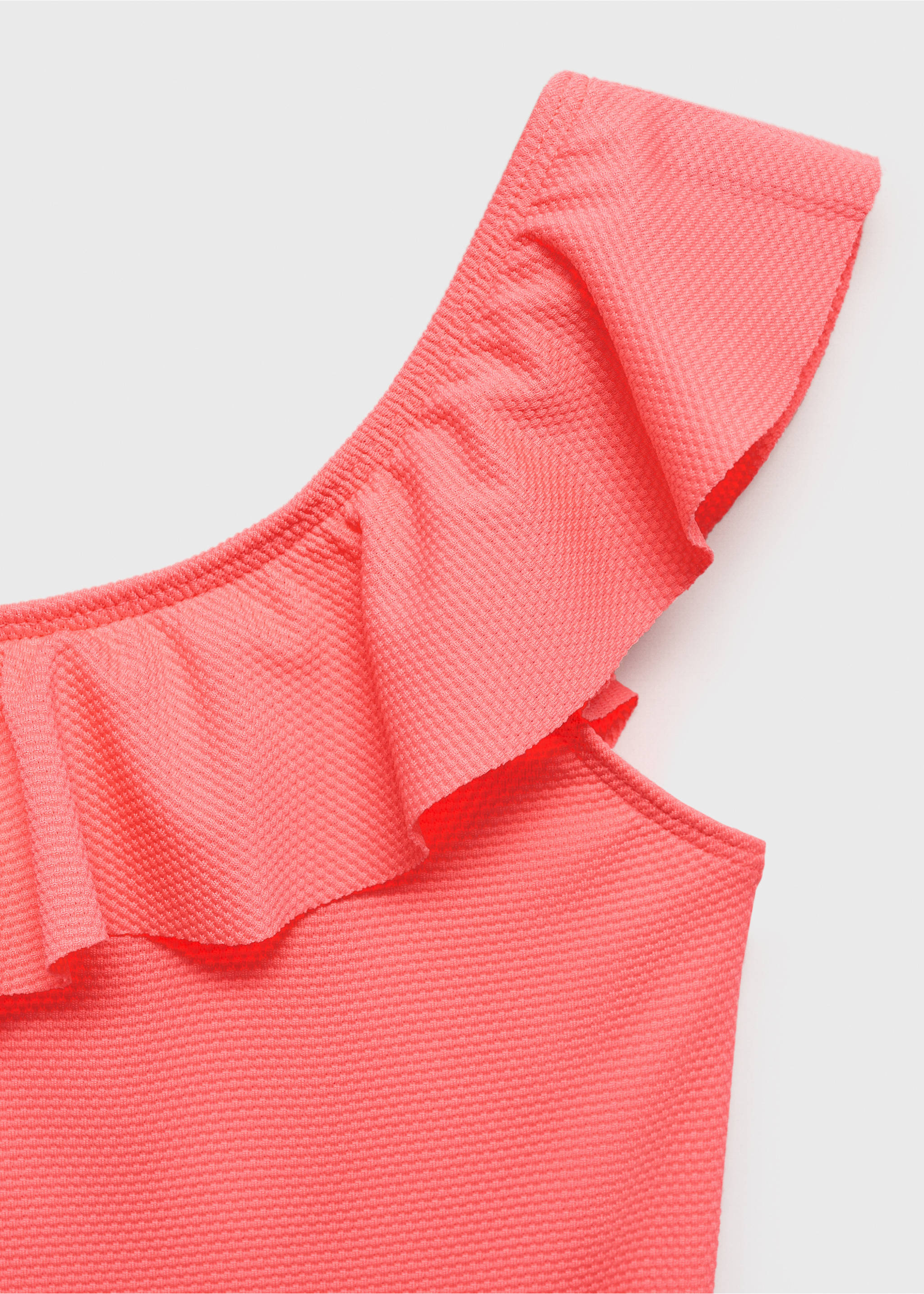 Asymmetric ruffle swimsuit - Details of the article 8, Neon Orange. Ref: 87055986-00.