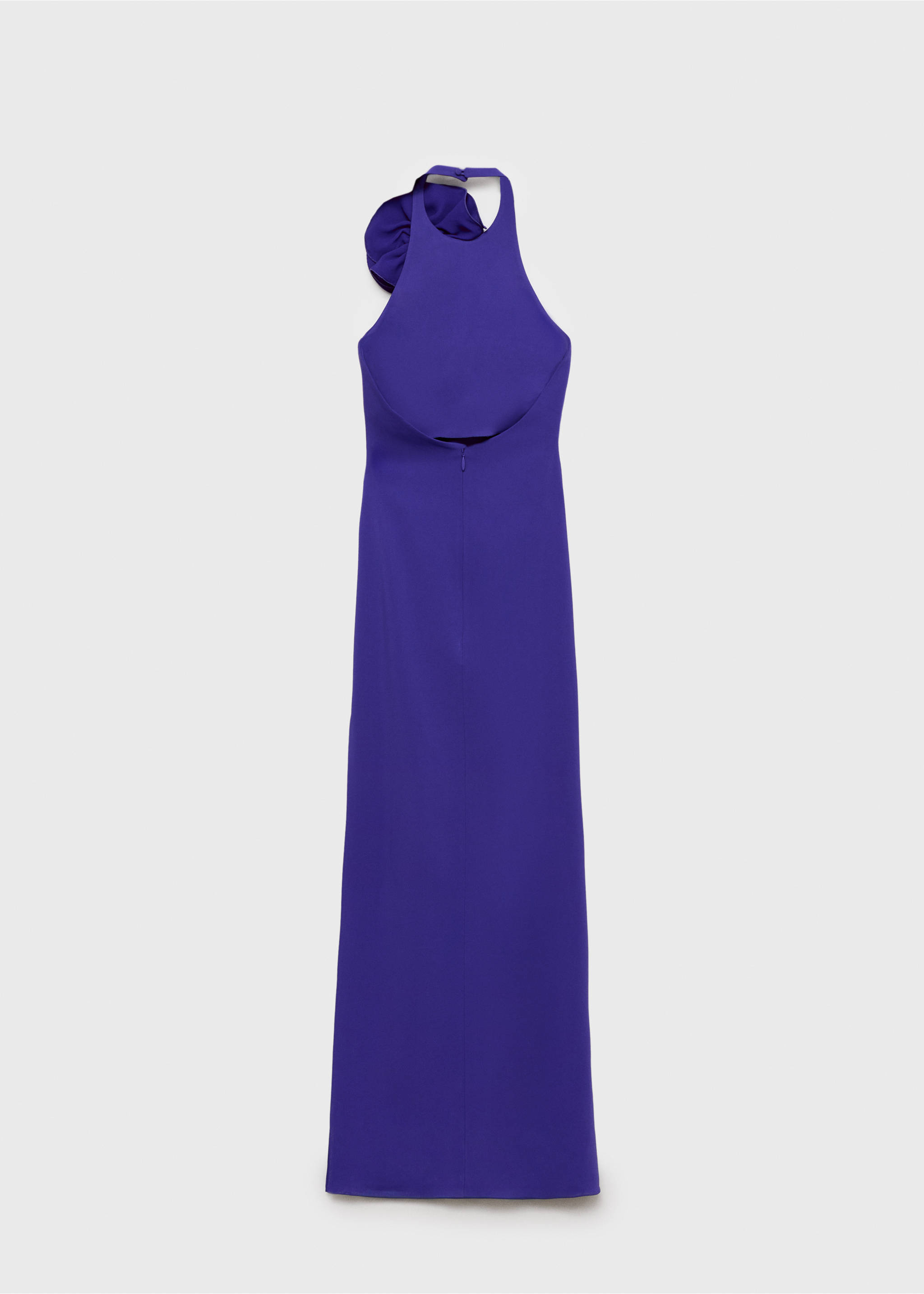 Draped halter-neck dress with flower motif - Reverse of the article, Blue. Ref: 87055988-00.