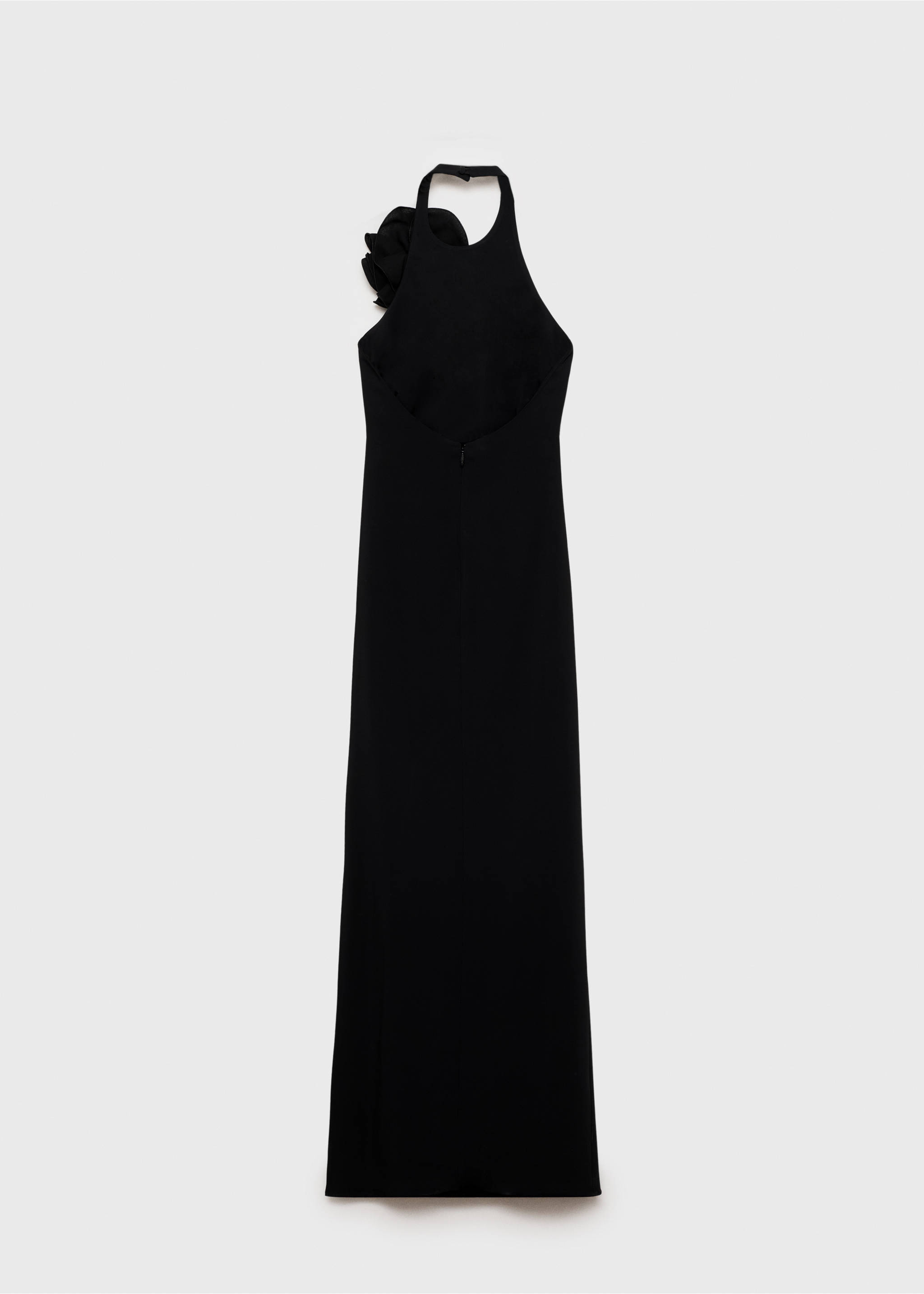 Halterkleid mit Blumenschmuck - Rückseite des Artikels, Schwarz. Ref: 87055988-00.