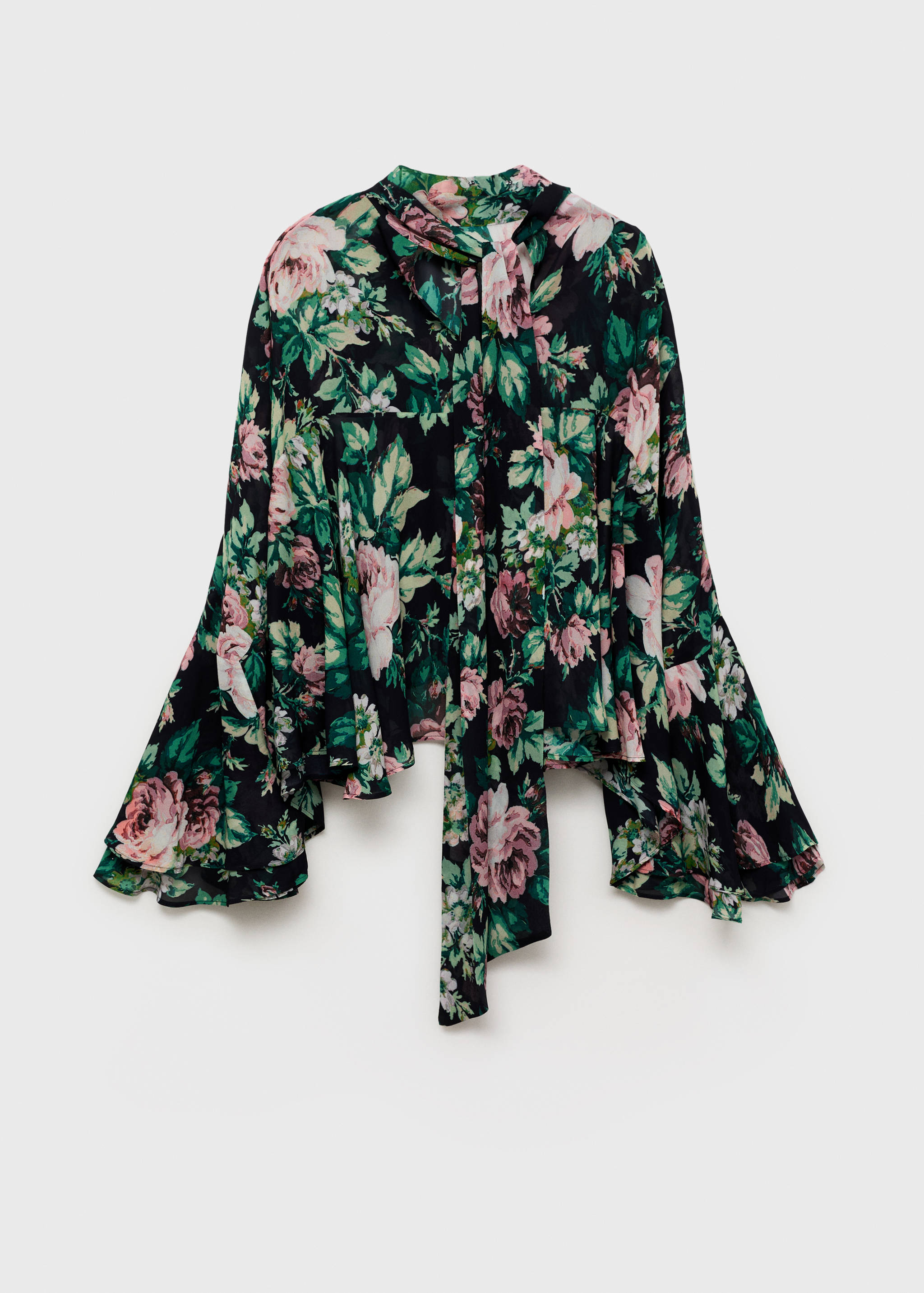 Bluse mit hohem Kragen und Blumenmuster - Artikel ohne Model