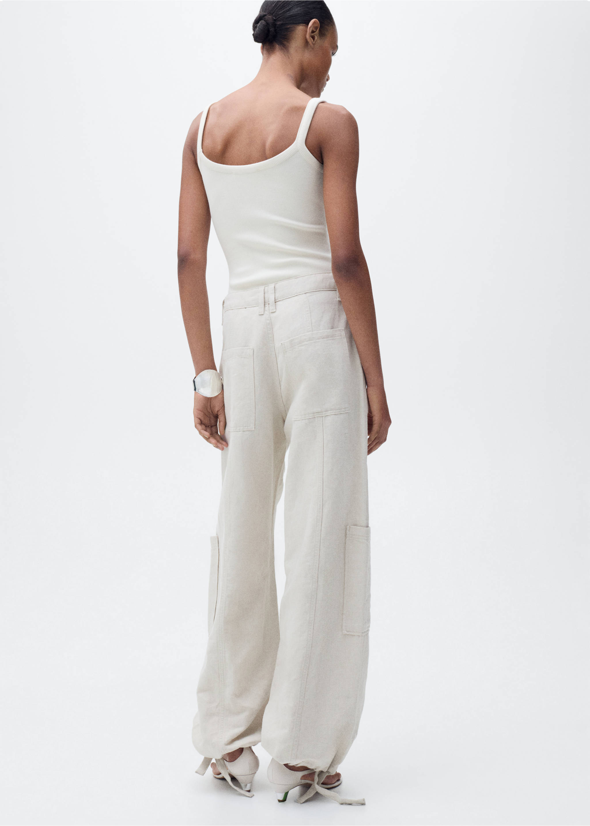 Pantalons cargo lli vora abullonada - Revers de l'article, Gris clar/pastel. Ref: 87055995-00.